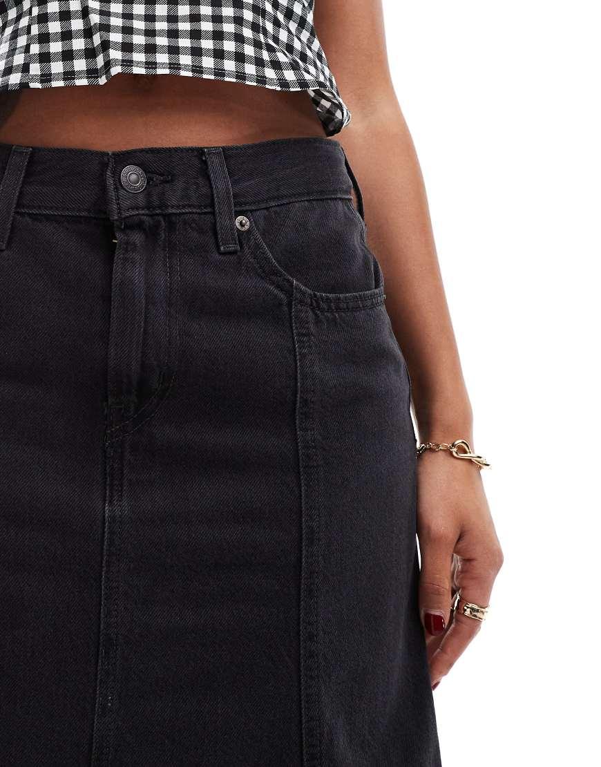 Levi's Fit And Flare Denim Skirt in Black Lyst UK