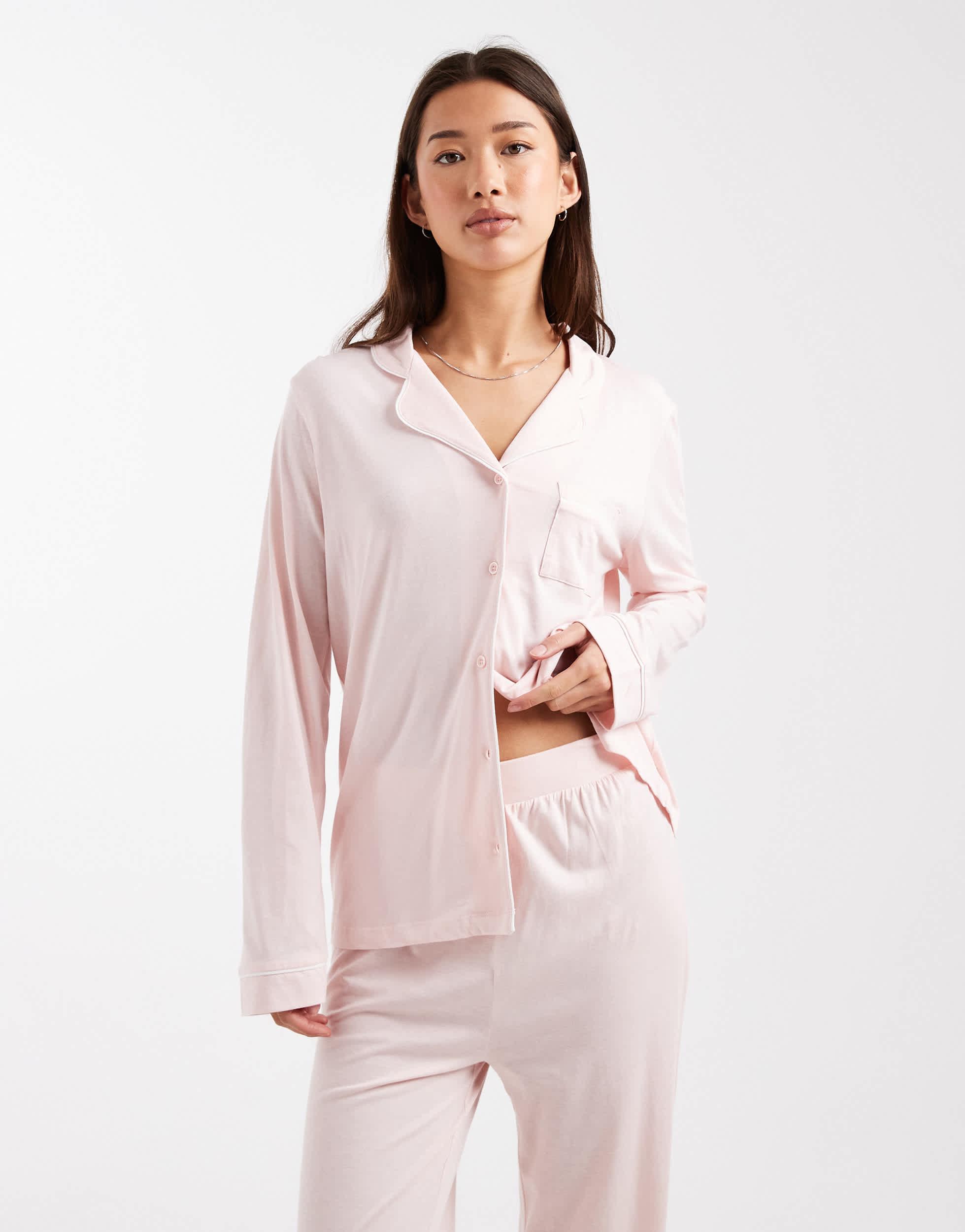 Pyjama en satin - Rose clair/rayé - FEMME | H&M BE