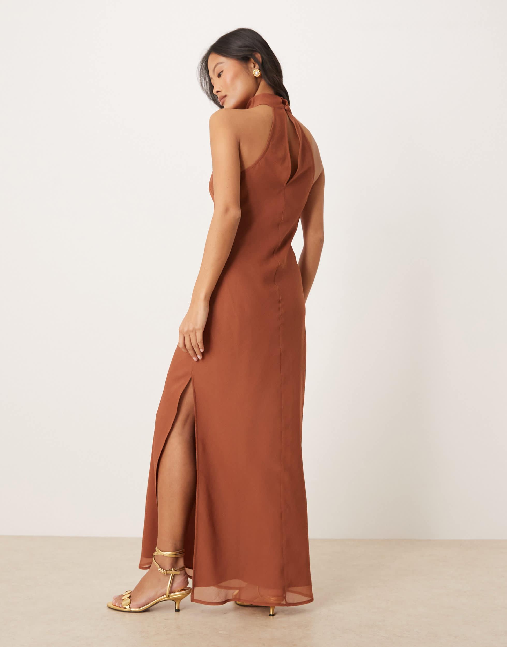 asos chiffon midi dress ASOS Design - Chiffon High Neck Midi Dress - Women - Polyester - 14 US