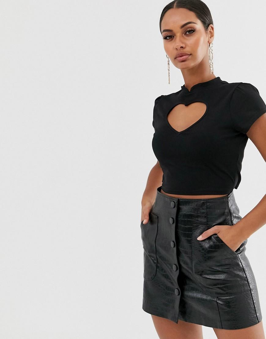 ASOS Cotton Mandarin Collar Top With 