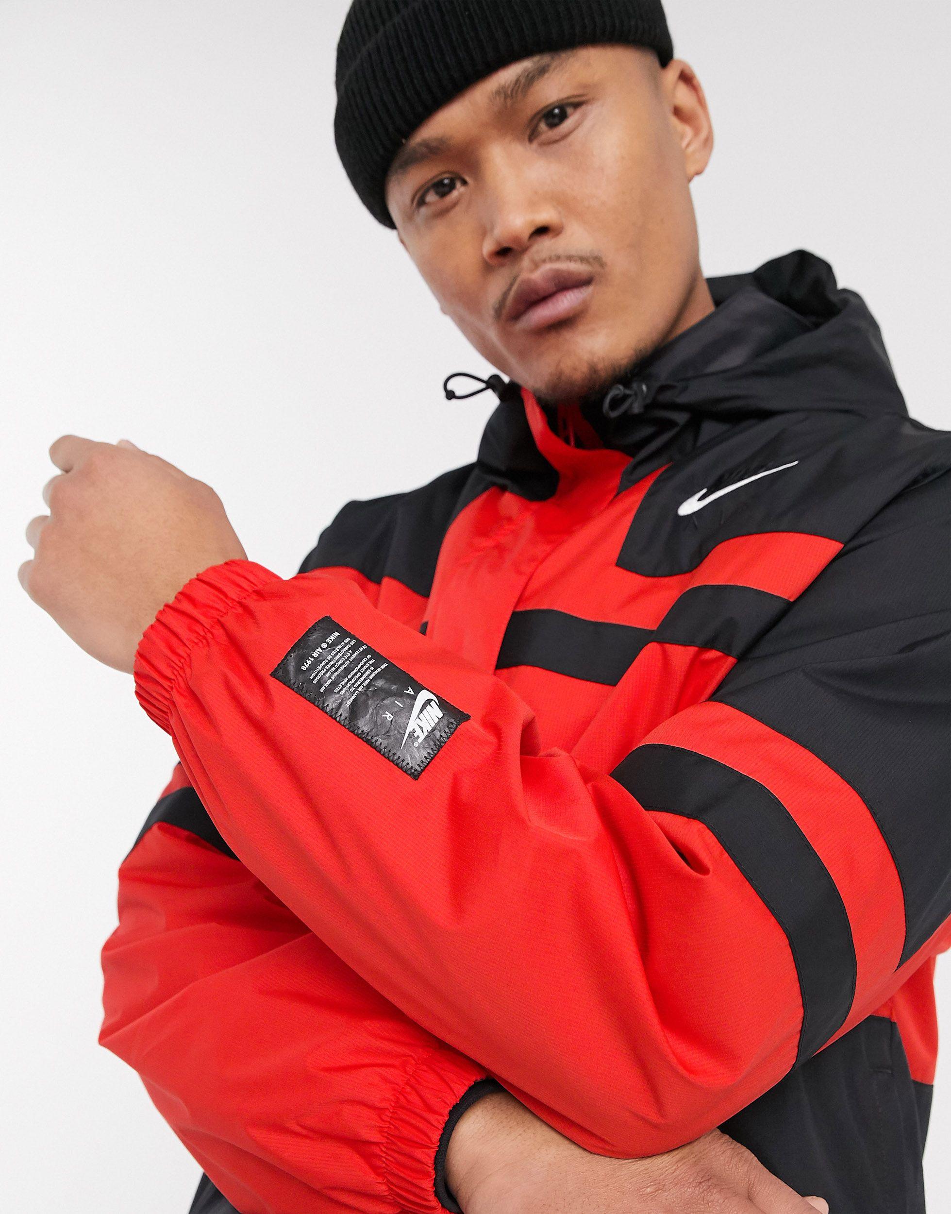 Nike Air Half-zip Overhead Woven Jacket In Red For Men Lyst