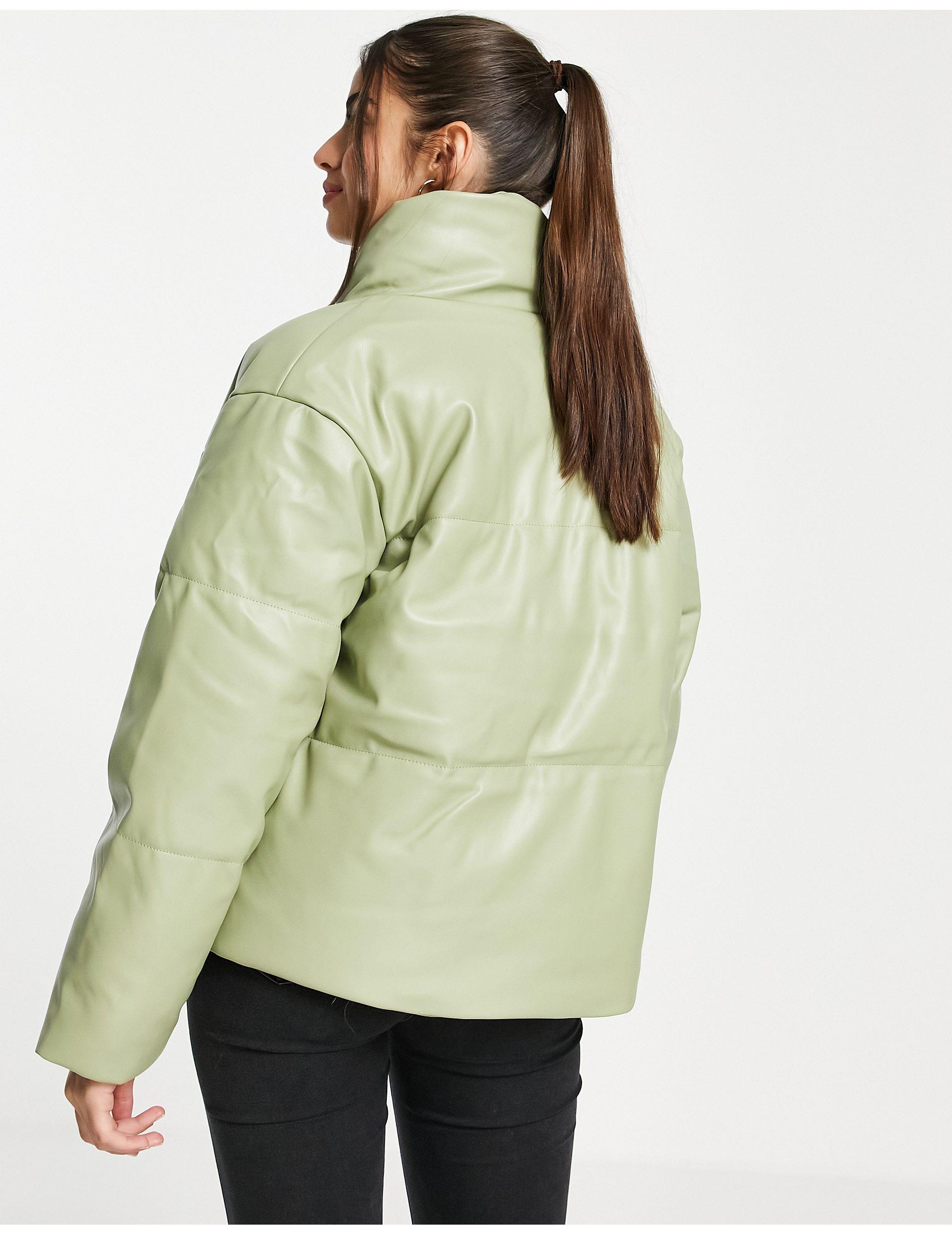 Stradivarius Faux Leather Padded Puffer 