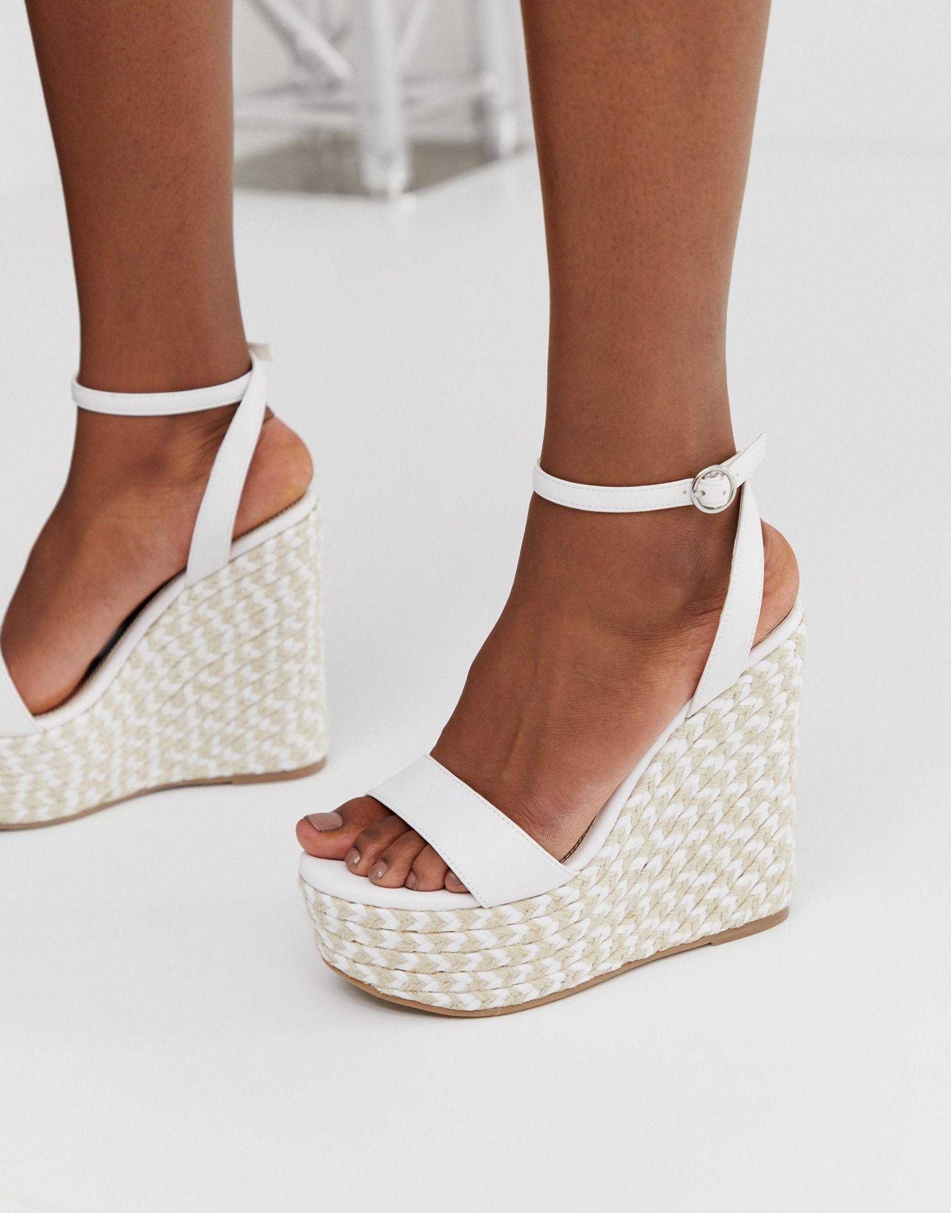 ASOS Leather Justina Espadrille Wedges in White Lyst