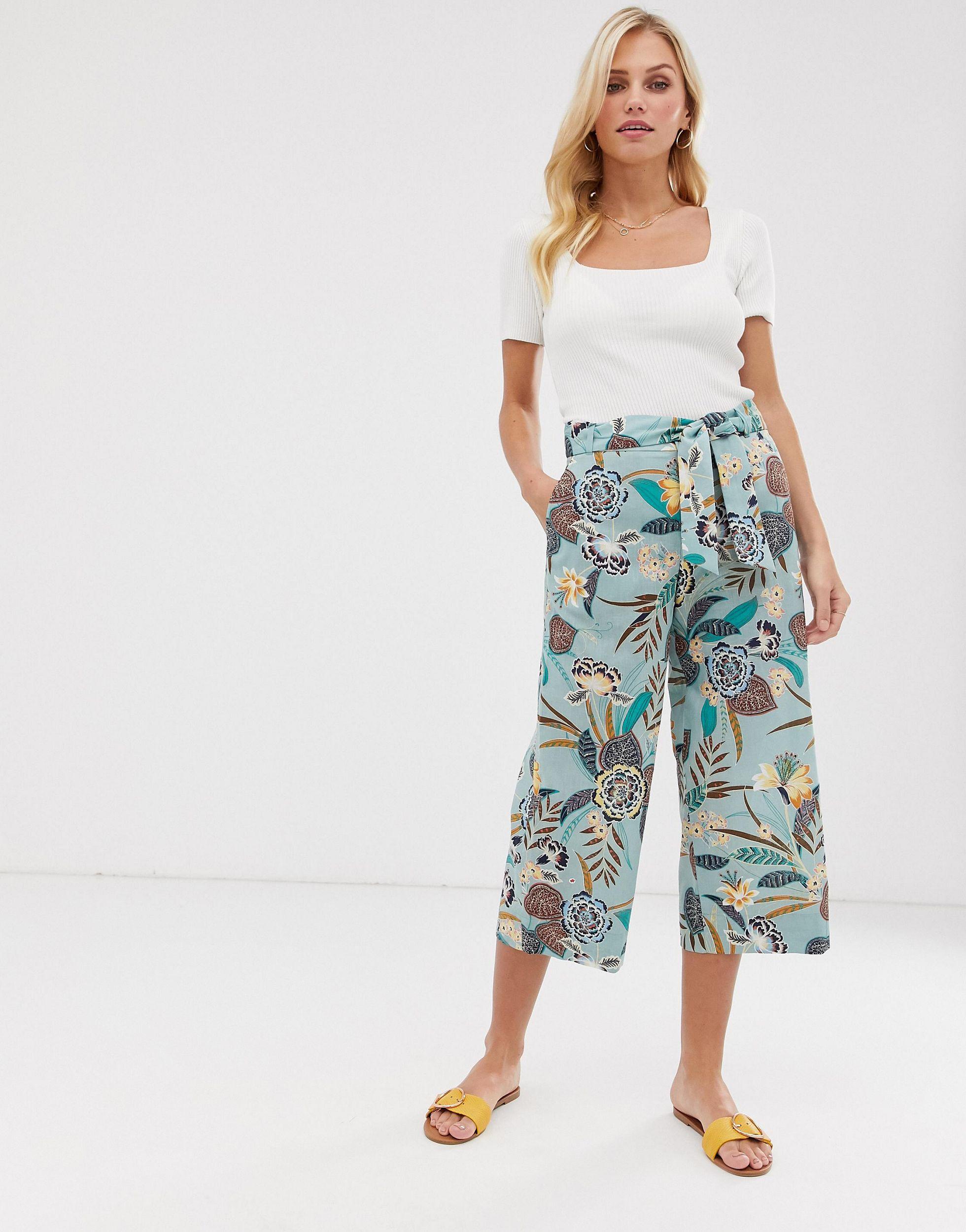 Esprit Culotte-broek Emt Tropische Print En Wijde Pijpen in het Blauw |  Lyst NL