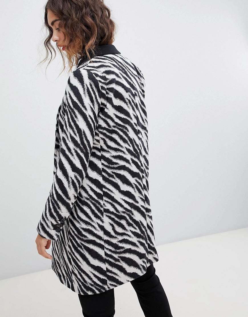 Mango Denim Zebra Print Coat Lyst