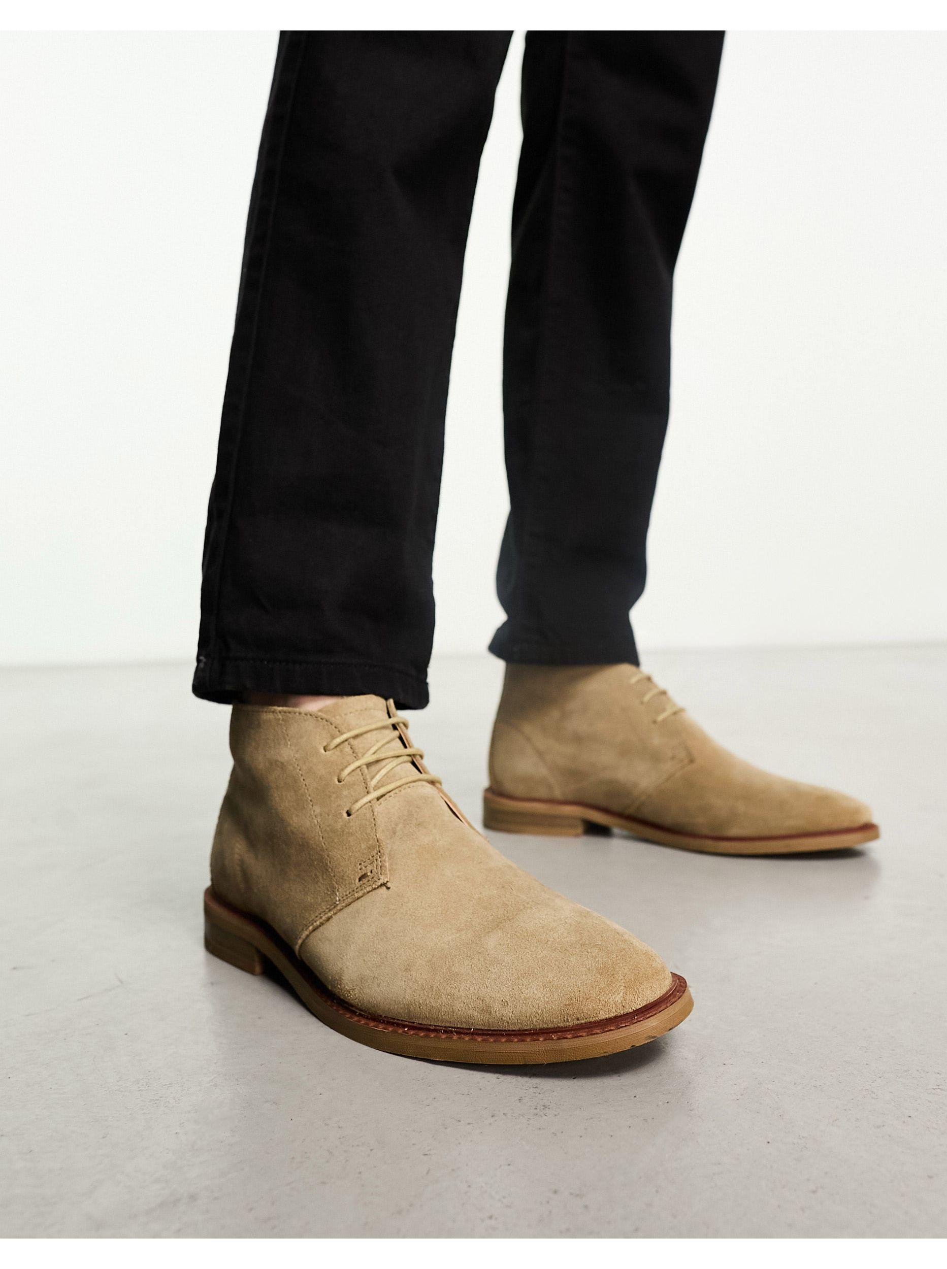 Calvin Beige Real Suede Chukka Boots in Black for Men