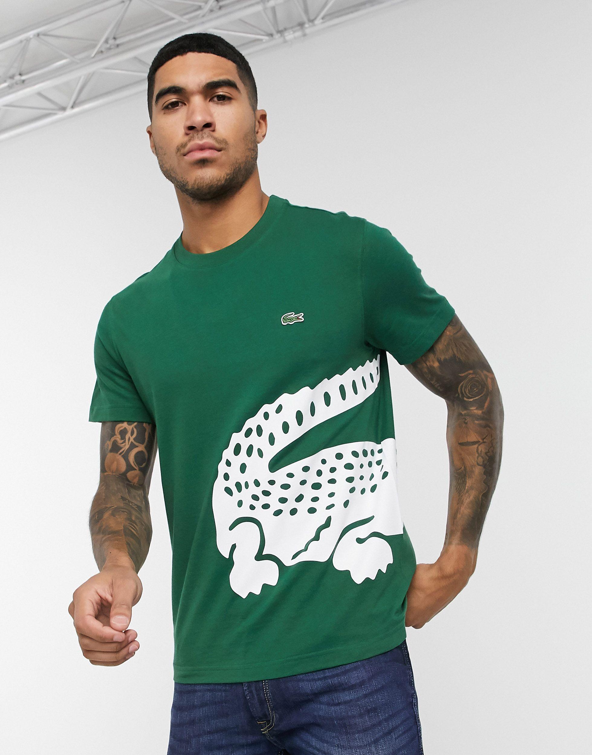 T-shirt verde con grande stampa di coccodrillo da Uomo di Lacoste in Verde  | Lyst
