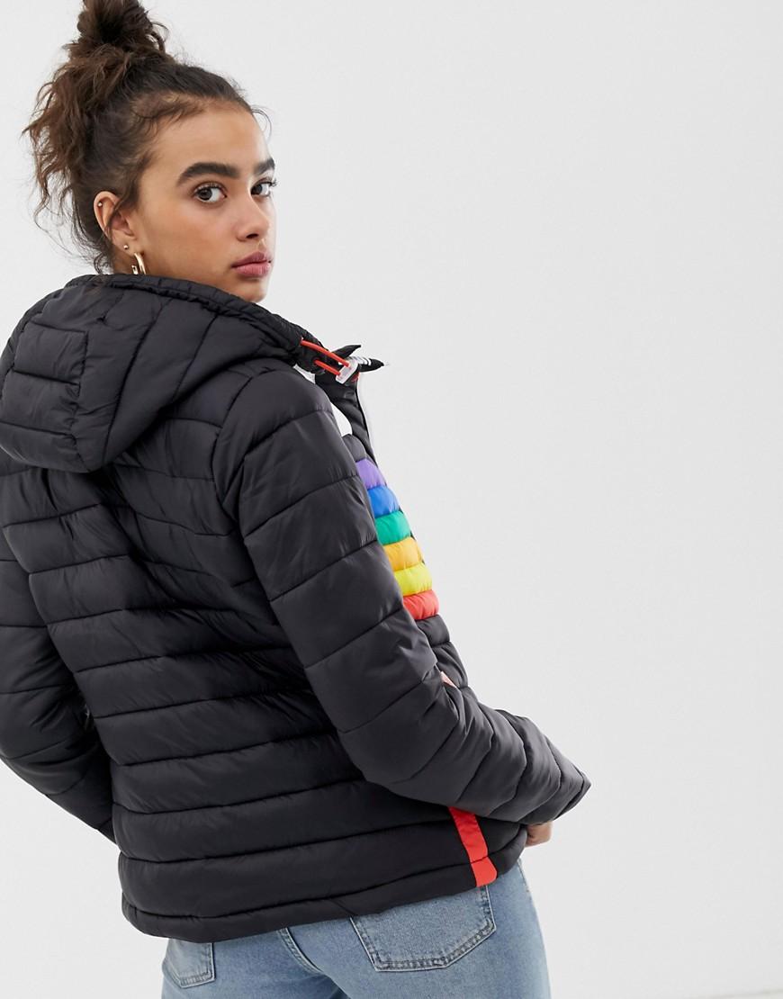 Superdry Wattierte Jacke mit Regenbogenstreifen in Blau | Lyst DE