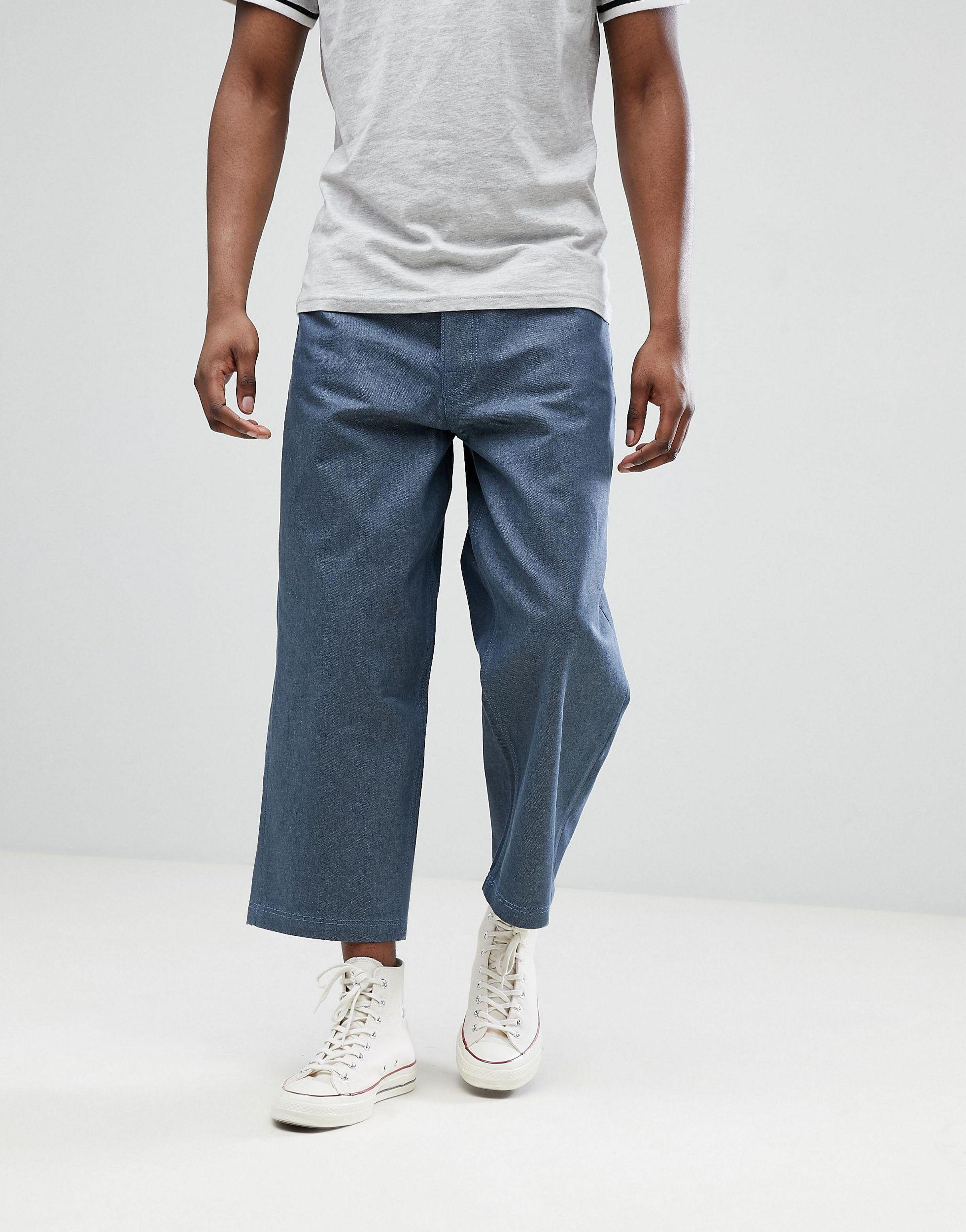 Wide Leg Cropped Jeans Raw Grey in Gray Men | Lyst