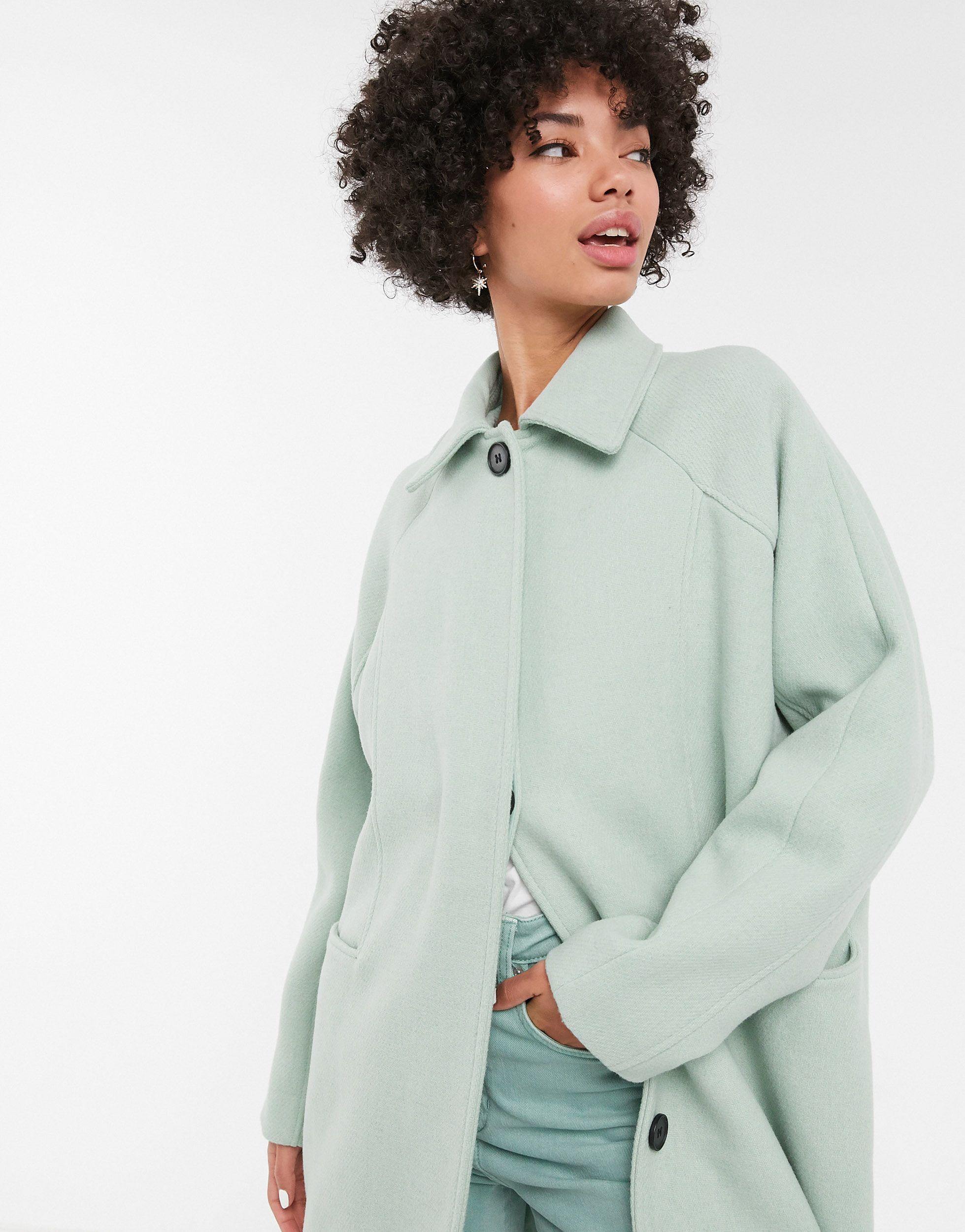 monki midi tailored coat in black