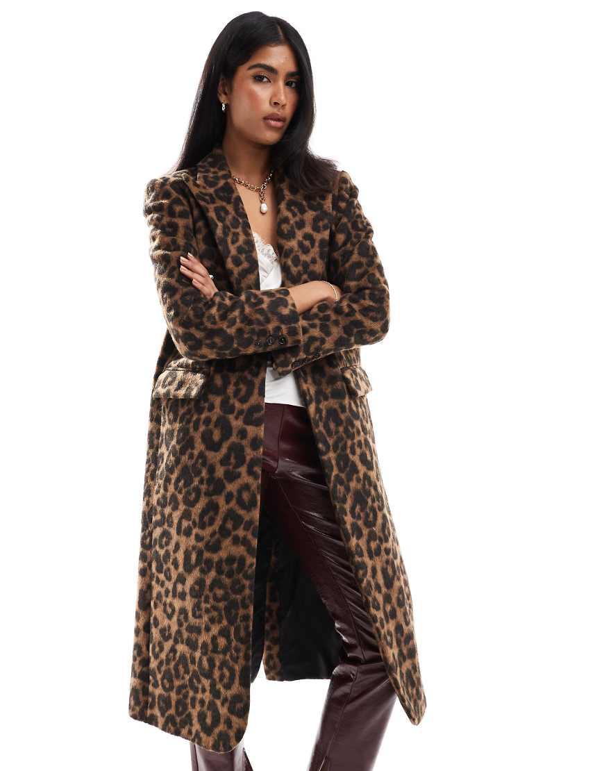 ASOS Leopard Print Duster Coat in Brown Lyst UK