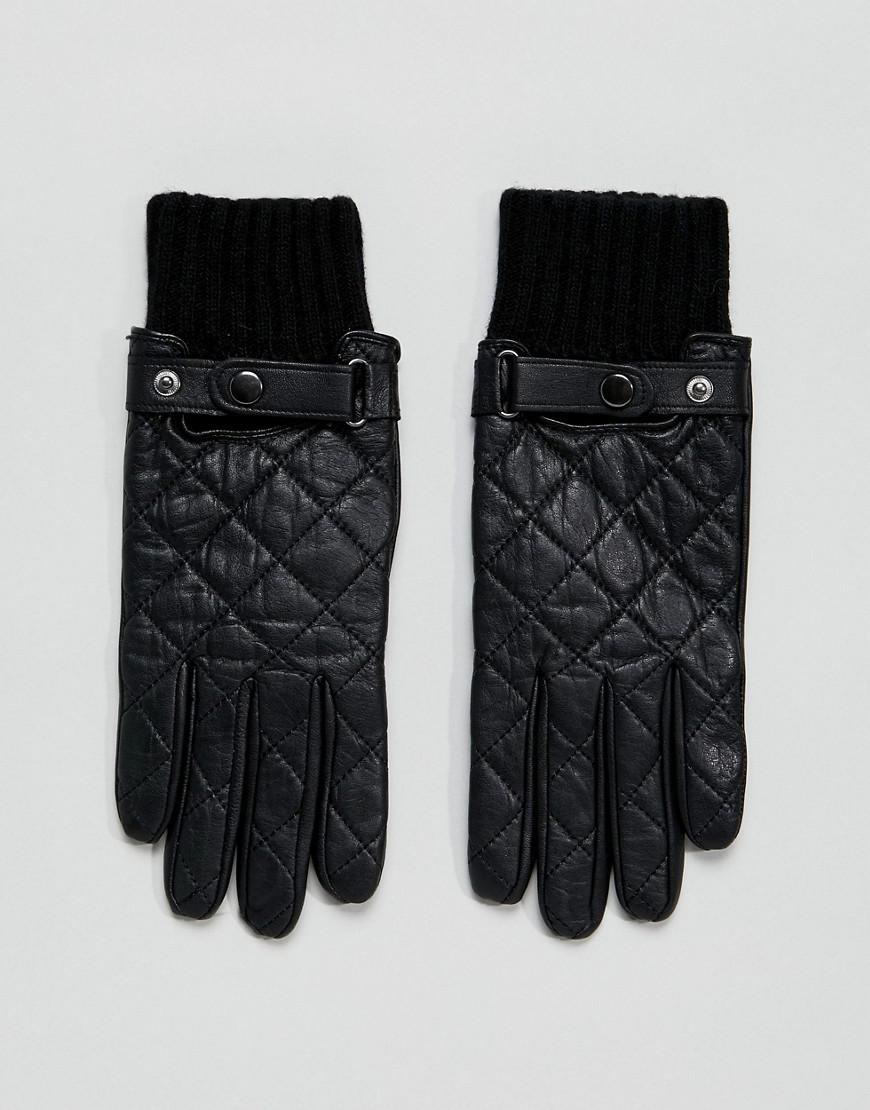 Paul Costelloe Quilted Leather Gloves in Black for Men - Lyst