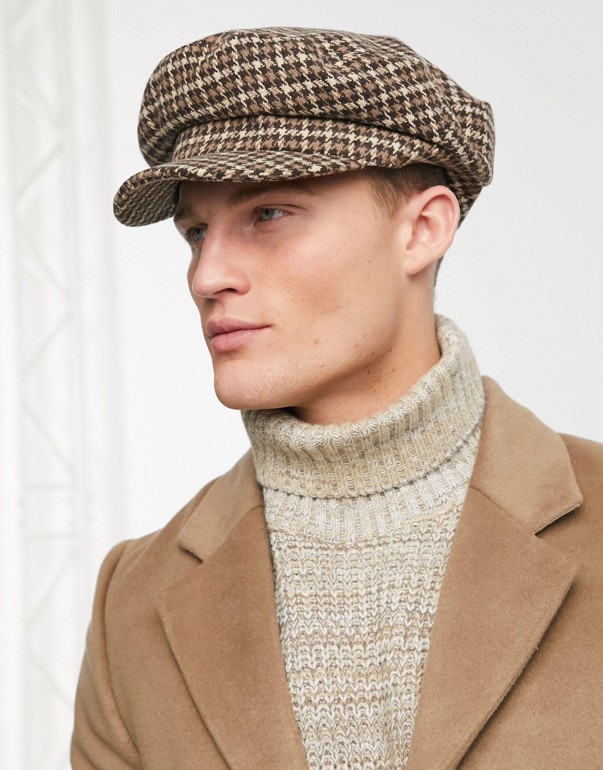 Cappello bakerboy da marinaio nero e cammello a quadri di ASOS da Uomo -  Lyst