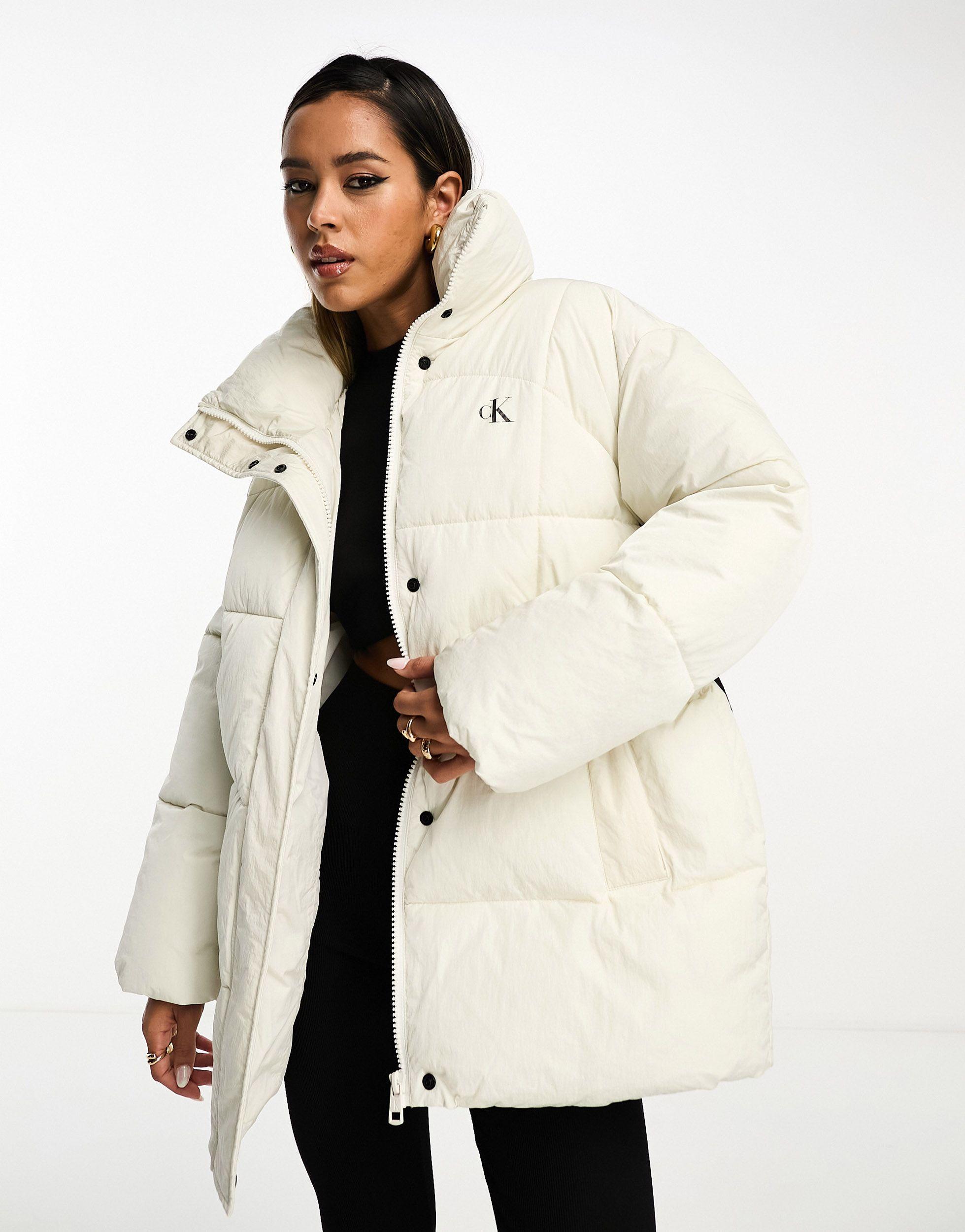 Calvin klein long padded deals coat
