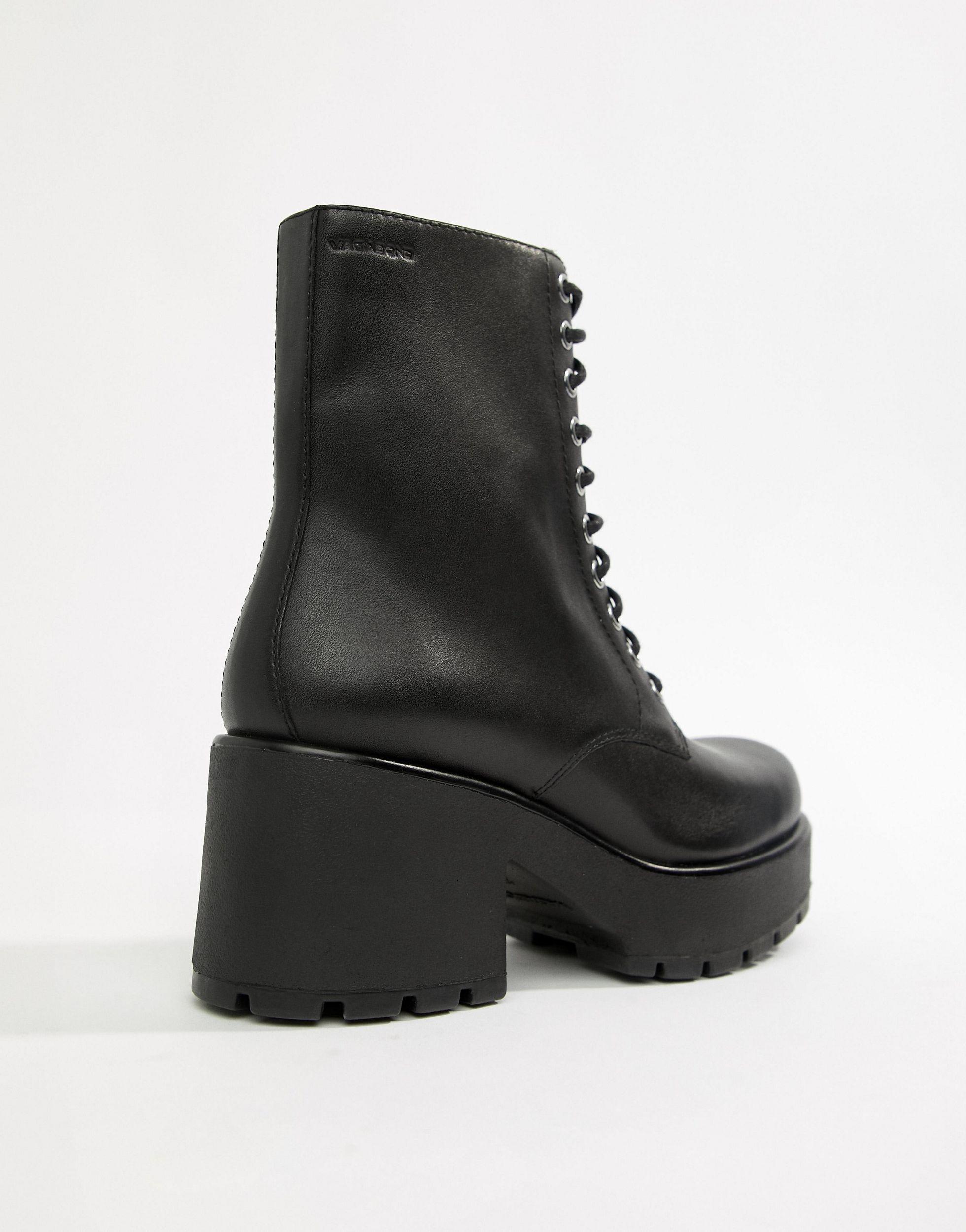 fjendtlighed ild gør det fladt Vagabond Shoemakers Dioon Lace Up Chunky Leather Ankle Boots in Black | Lyst
