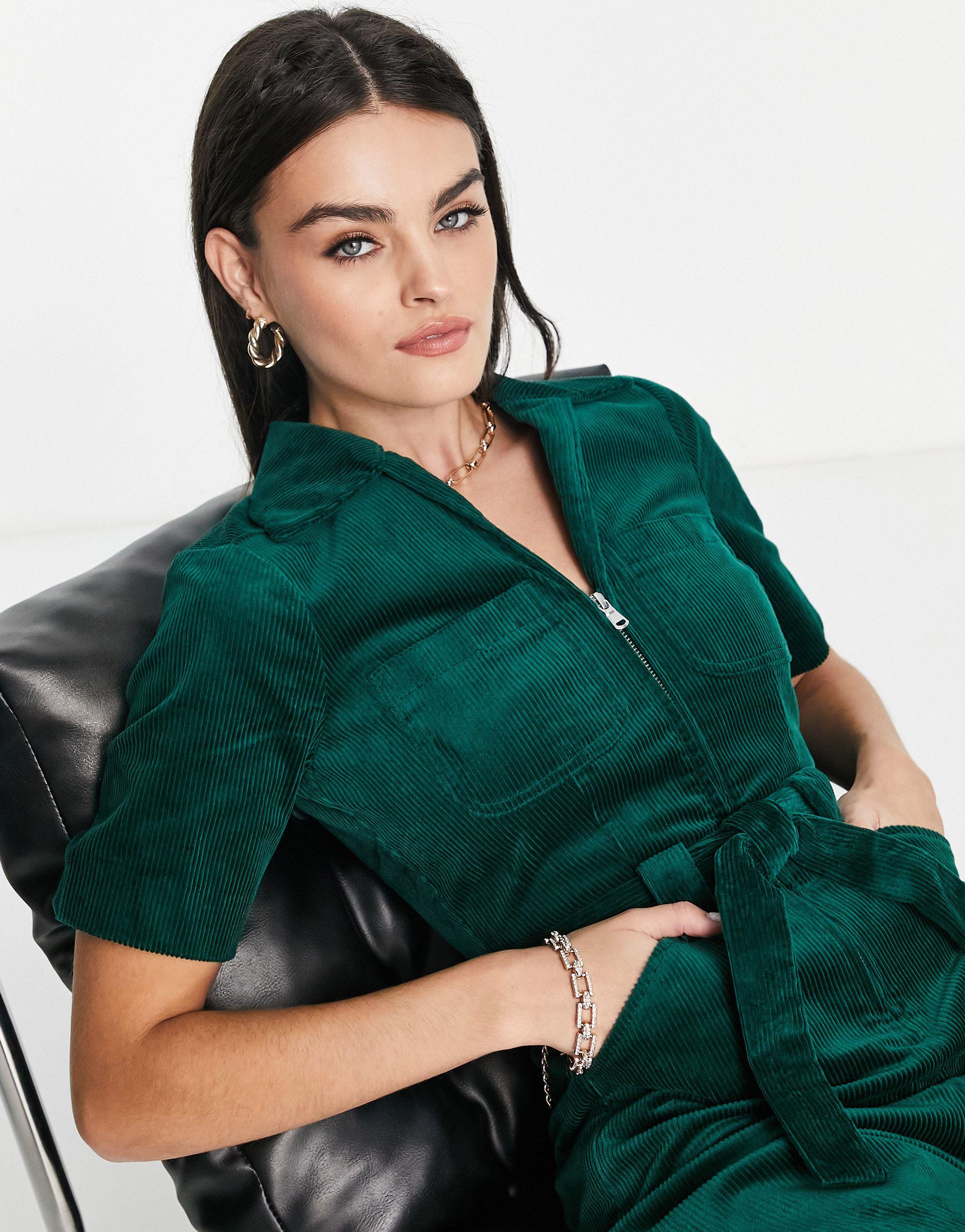 Green sale cord jumpsuit