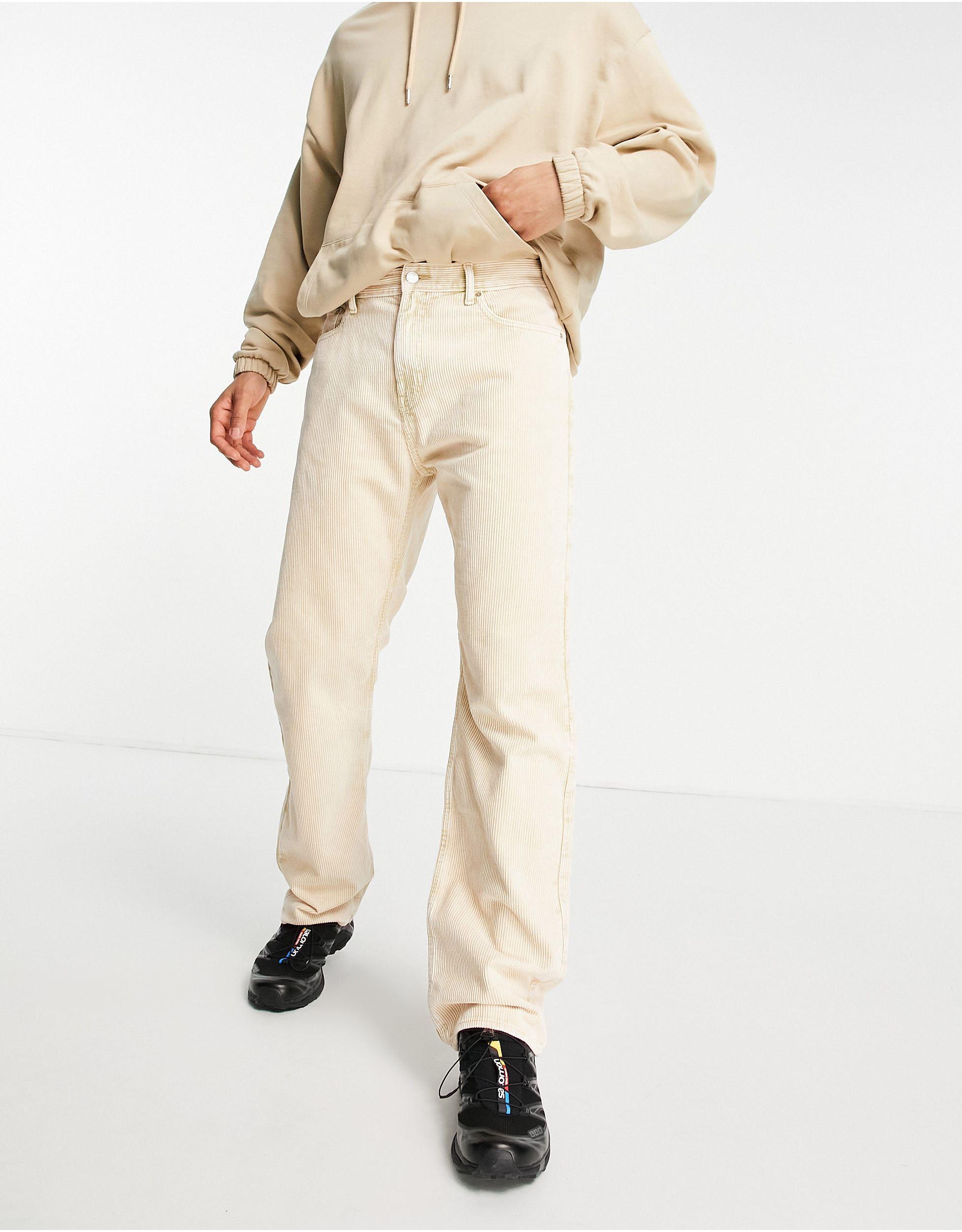 Space - pantaloni dritti a coste beige da Uomo di Weekday in Neutro | Lyst