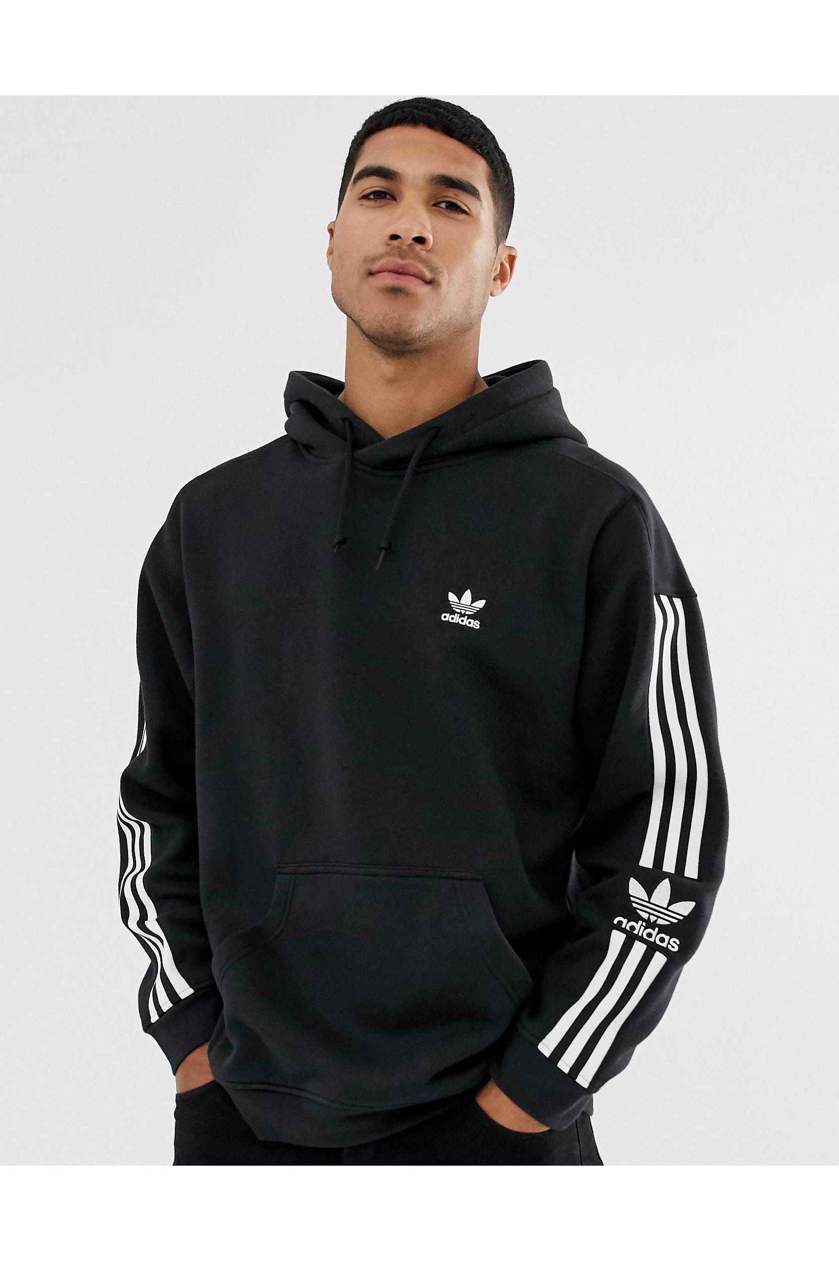 adidas Originals Baumwolle – er Kapuzenpullover mit 3-er Streifen und Logo  in Schwarz für Herren - Lyst