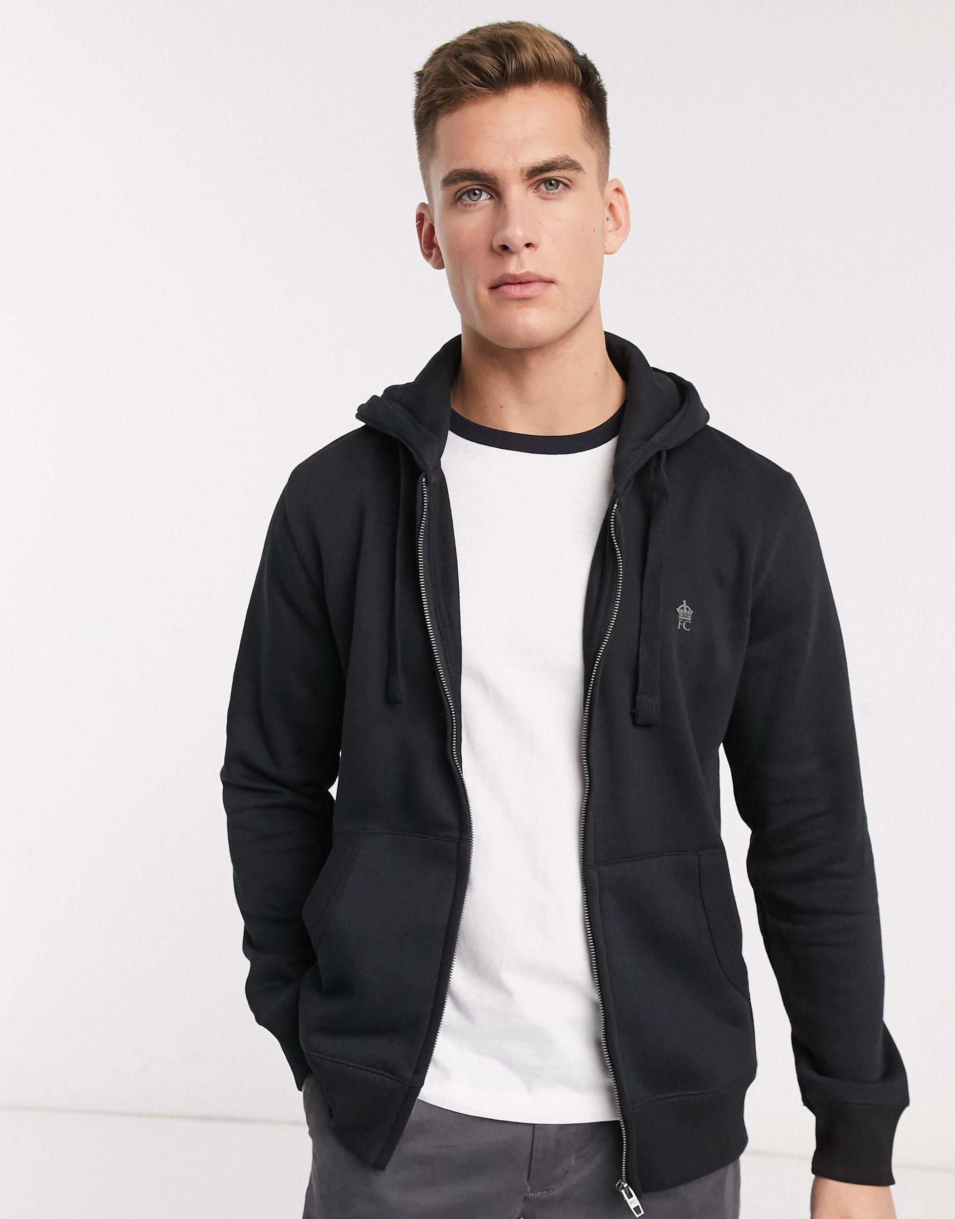 French Connection Cotton Essentials Zip Through Hoodie With Logo in ...