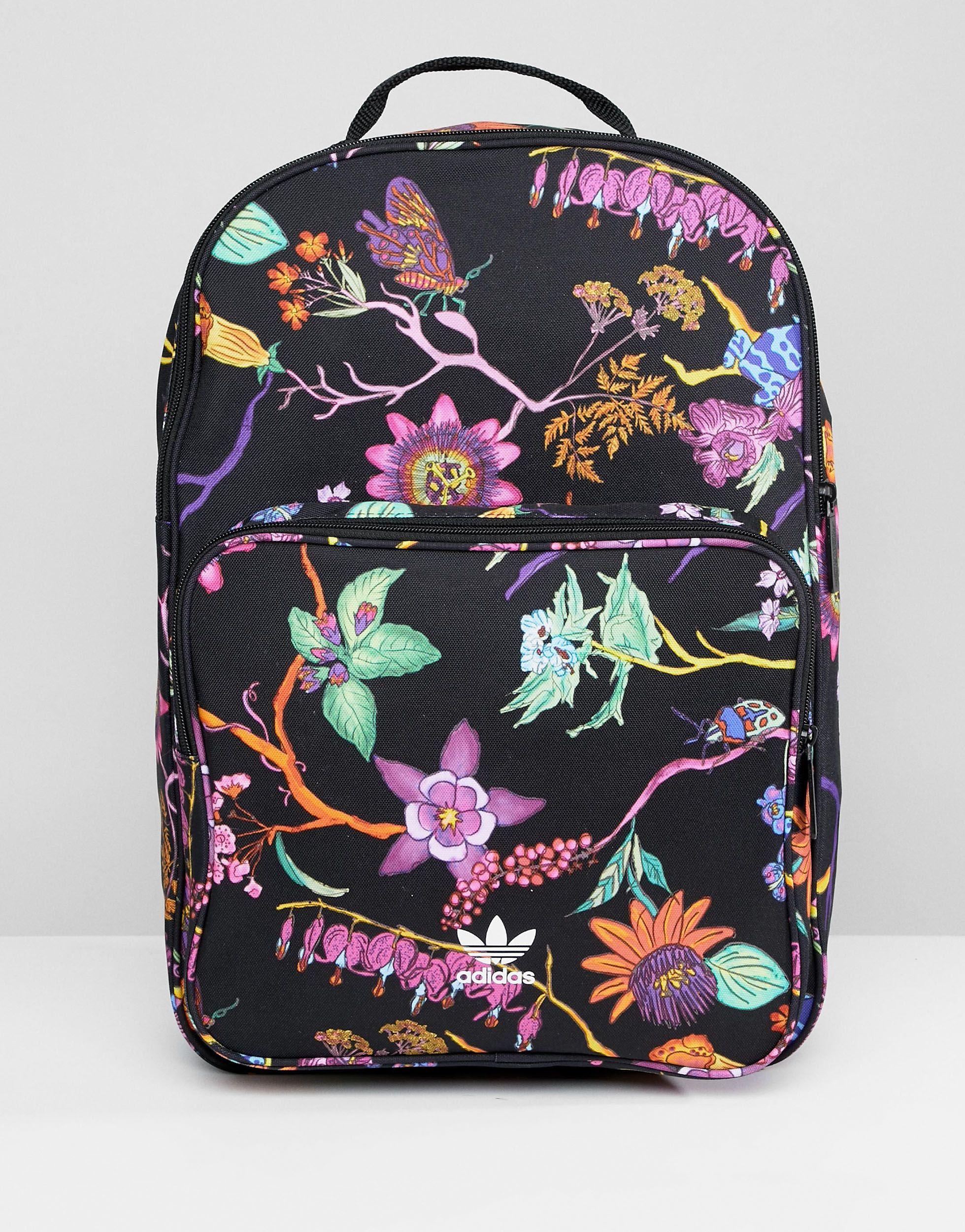 adidas Originals Floral Print Backpack in Black - Lyst