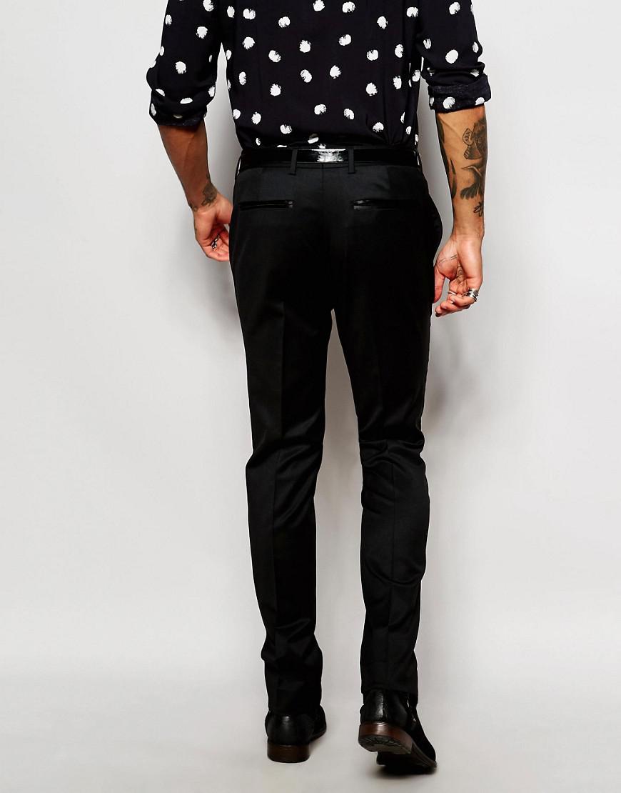 ASOS Synthetic Skinny Tuxedo Trousers In Black for Men Lyst