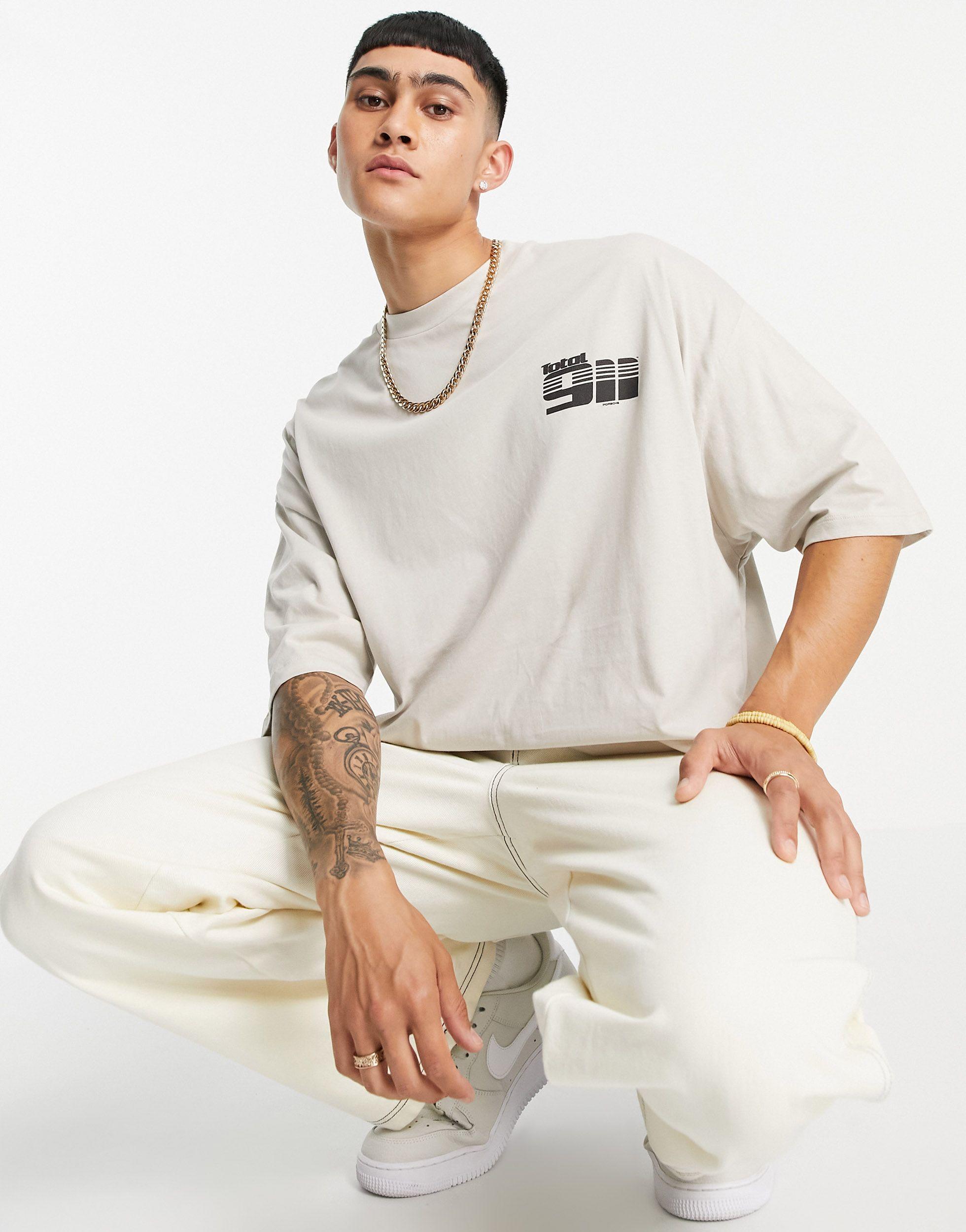 ASOS DESIGN oversized jersey with sports print in white