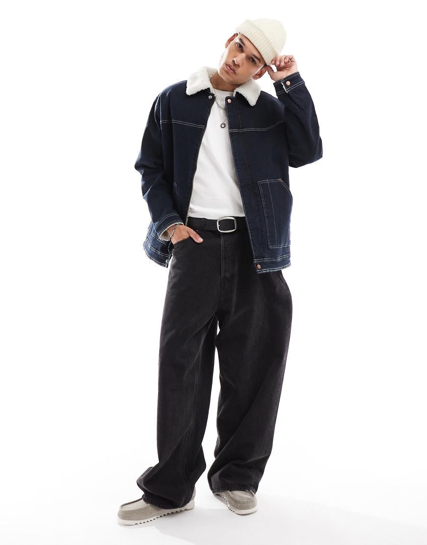 Wrangler Casey Jones Workwear Borg Sherpa Lined Denim Worker