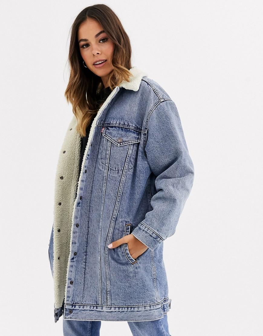 Levi's Longline Denim Sherpa Jacket in 