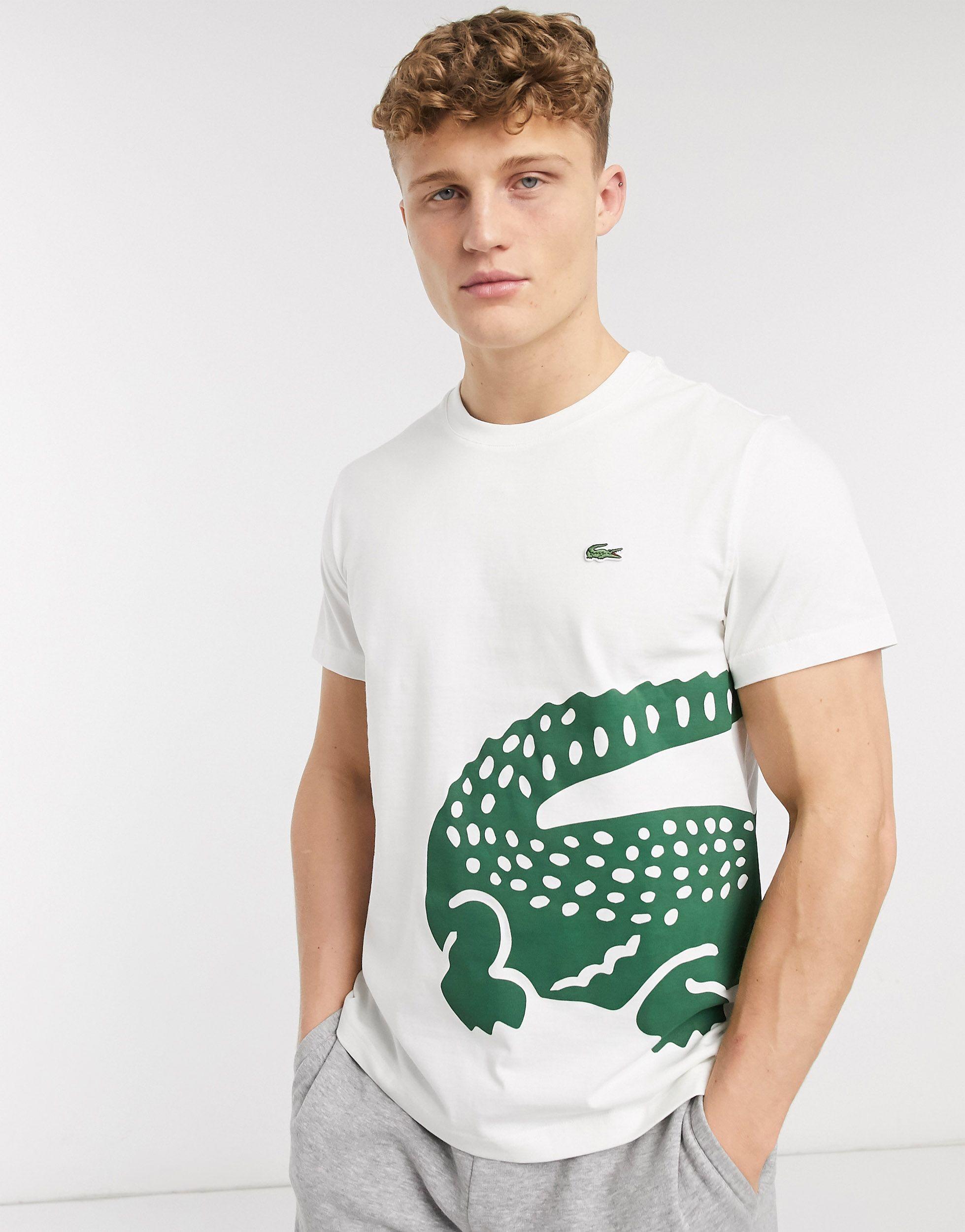 format bunke Drik Lacoste Large Croc Logo Pima Cotton T-shirt in White for Men | Lyst