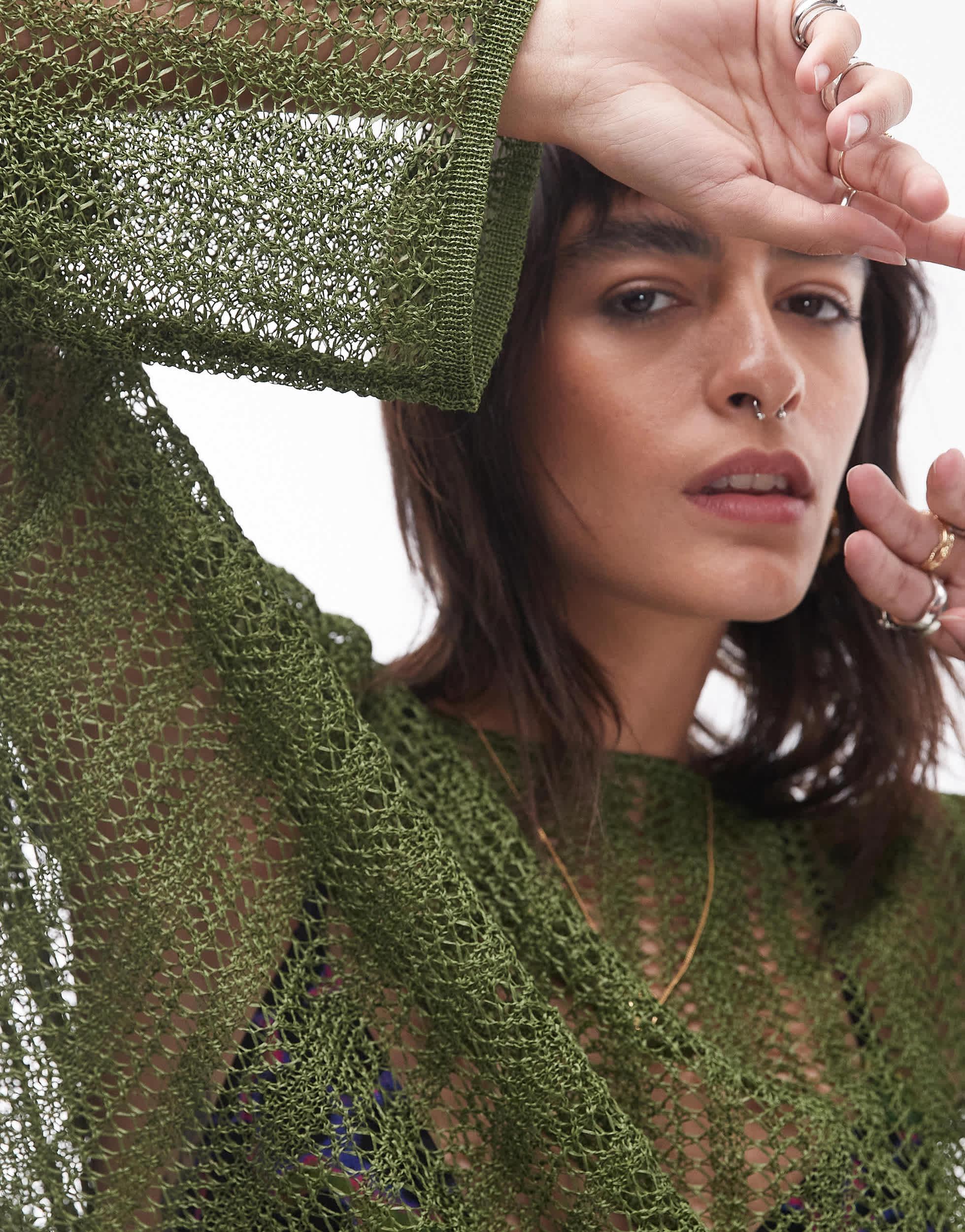TOPSHOP Sheer Knit Jumper in Green Lyst Canada