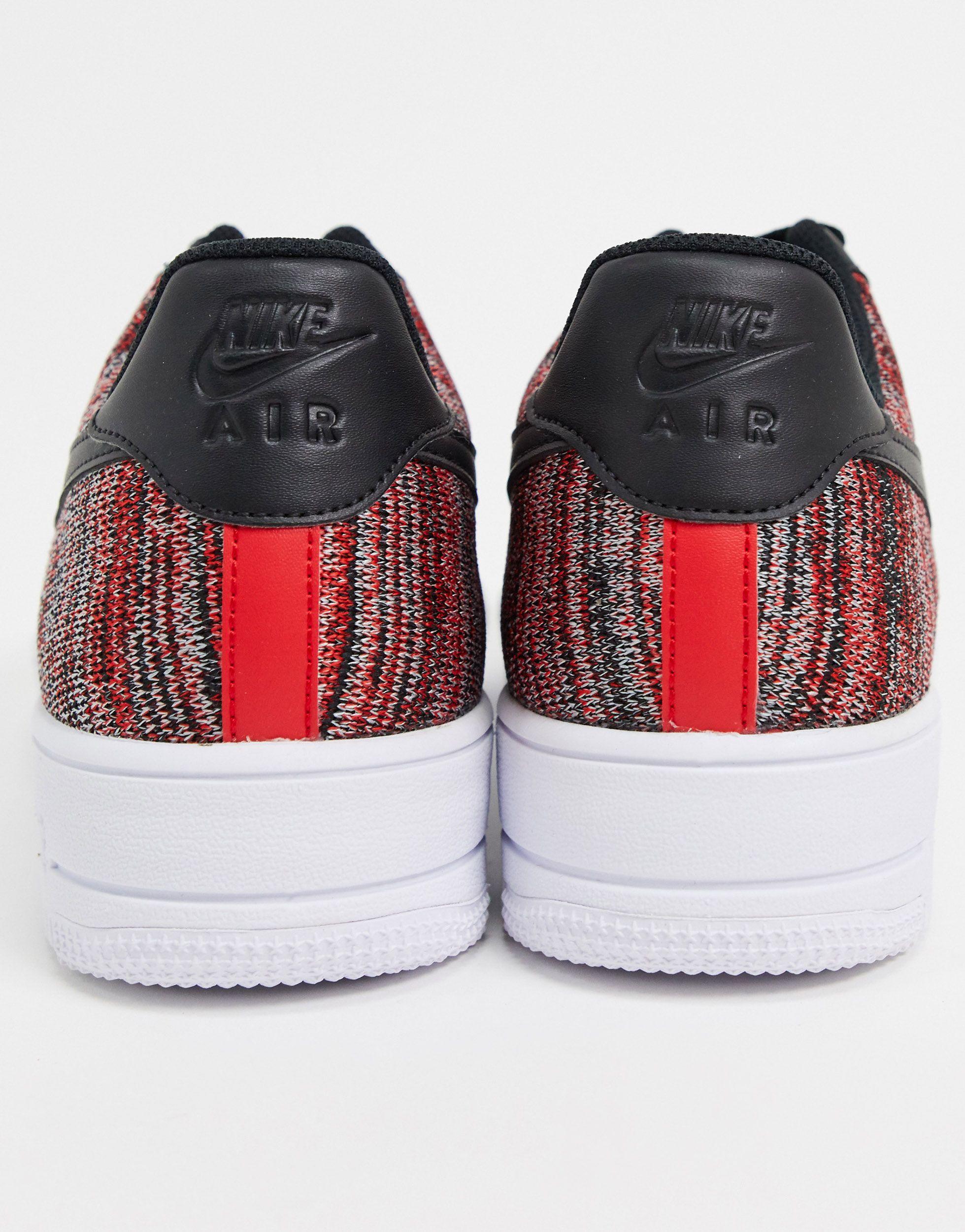 Nike Rubber Air Force 1 Flyknit 2.0 in Red/Black/Grey (Red) for Men | Lyst