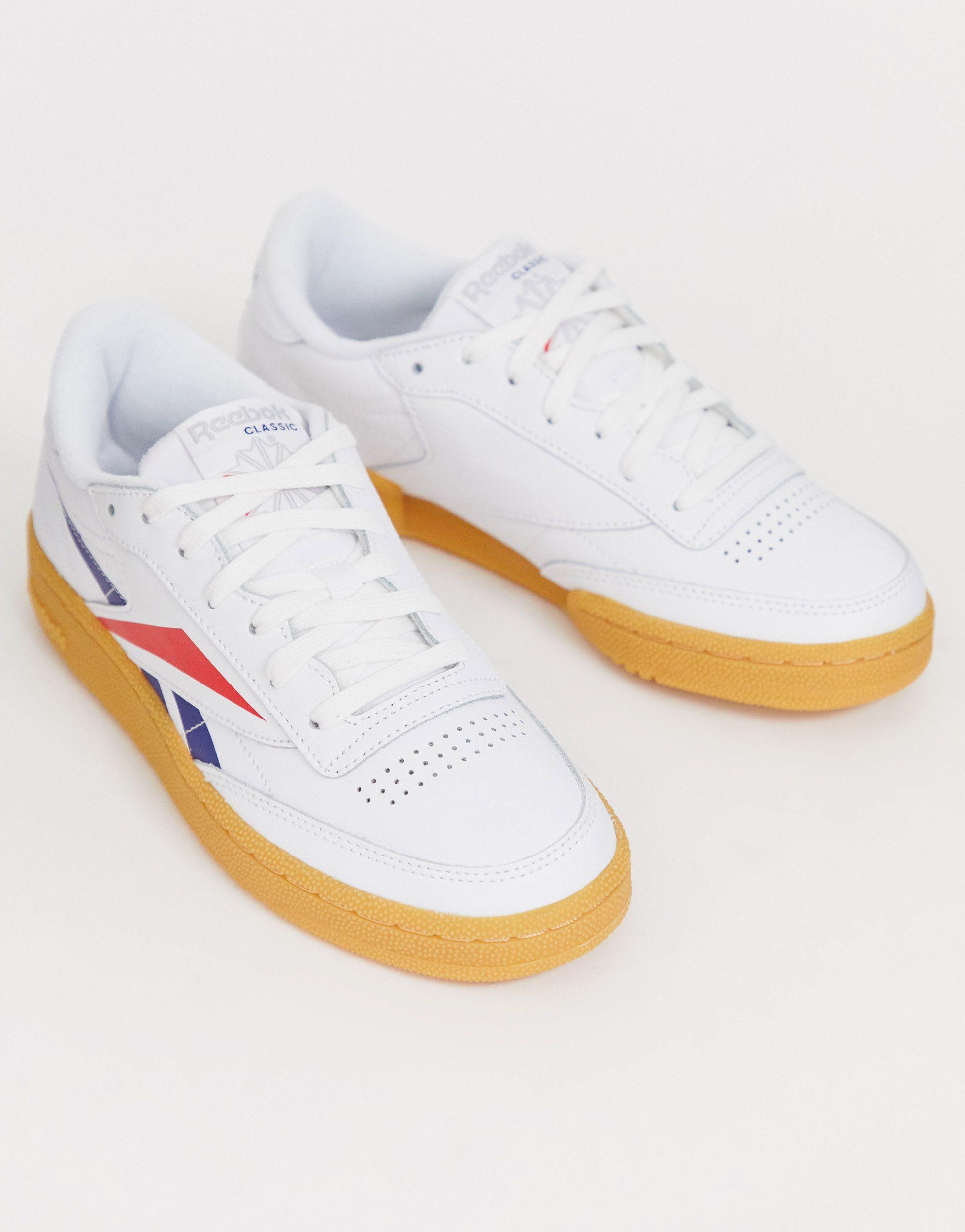 Reebok Leather Club C Trainers With Large Vector Logo in White | Lyst