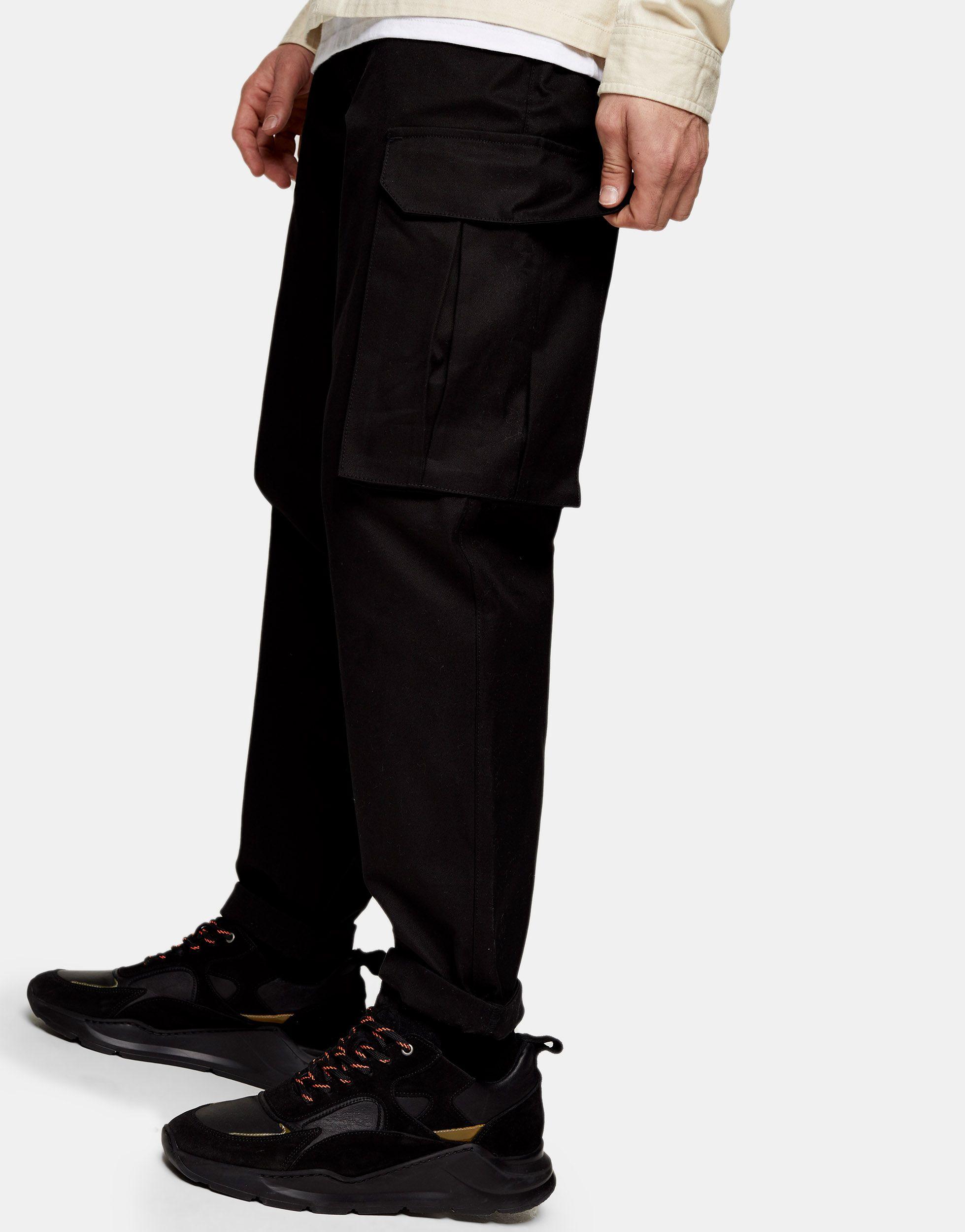 Topman ripstop cargo trousers in black Clearance