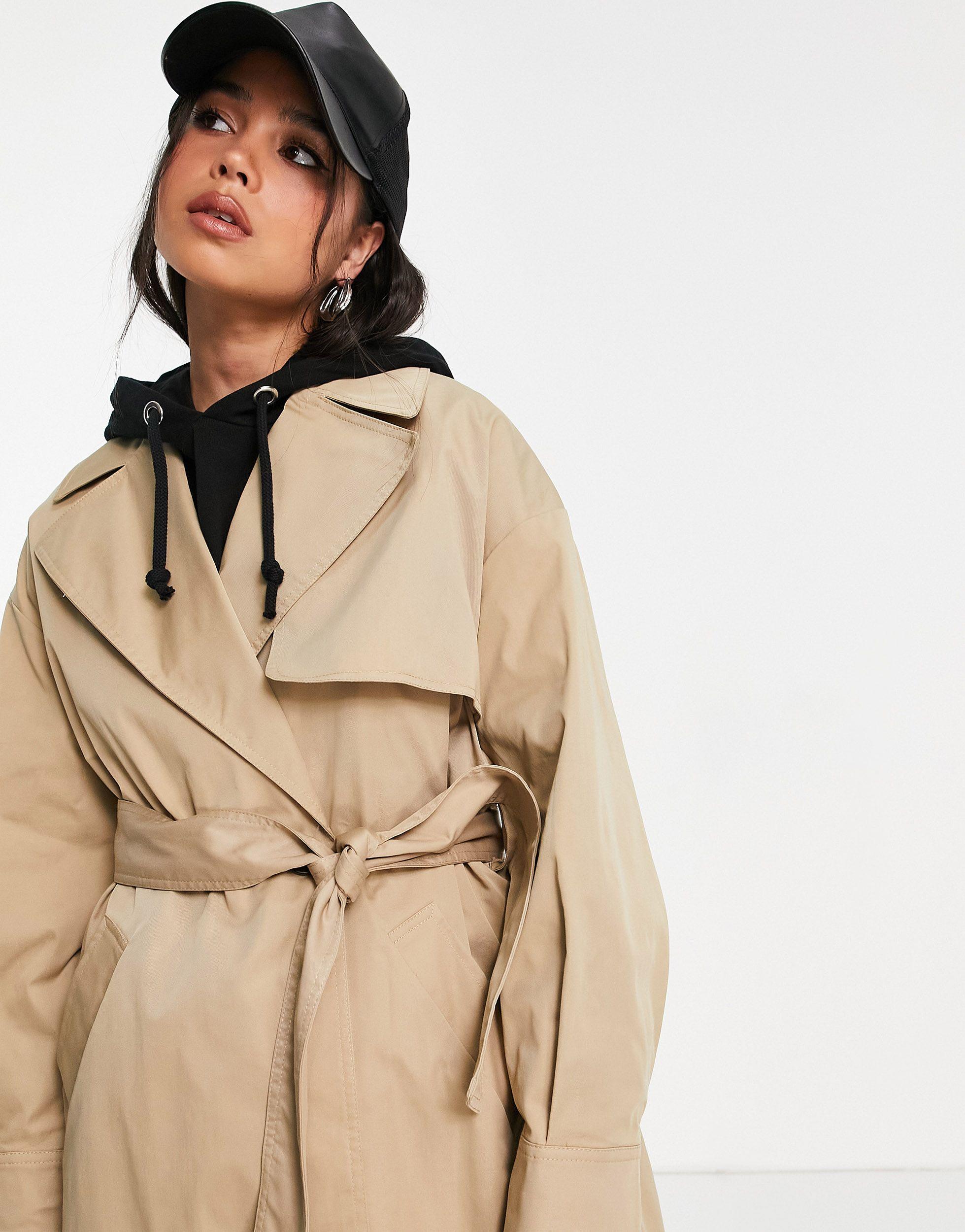 TOPSHOP Pleated Back Trench Coat in Natural | Lyst UK