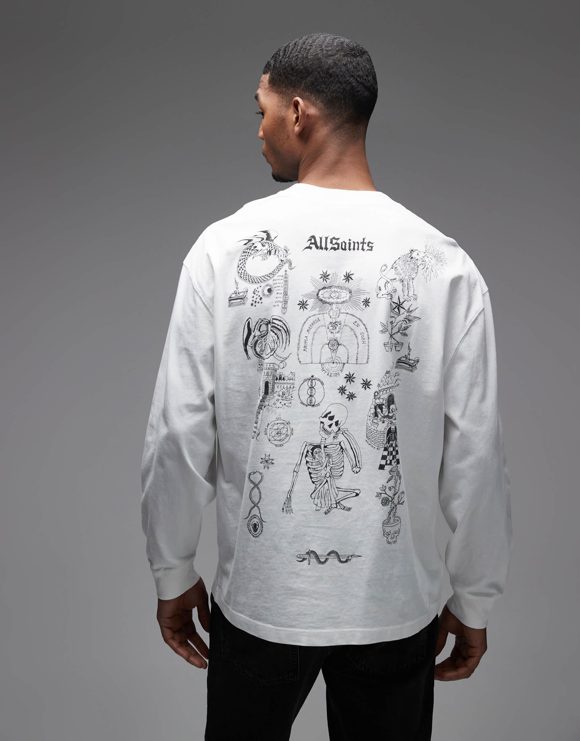 AllSaints Terra Long Sleeve Graphic Logo T-shirt With Back Print