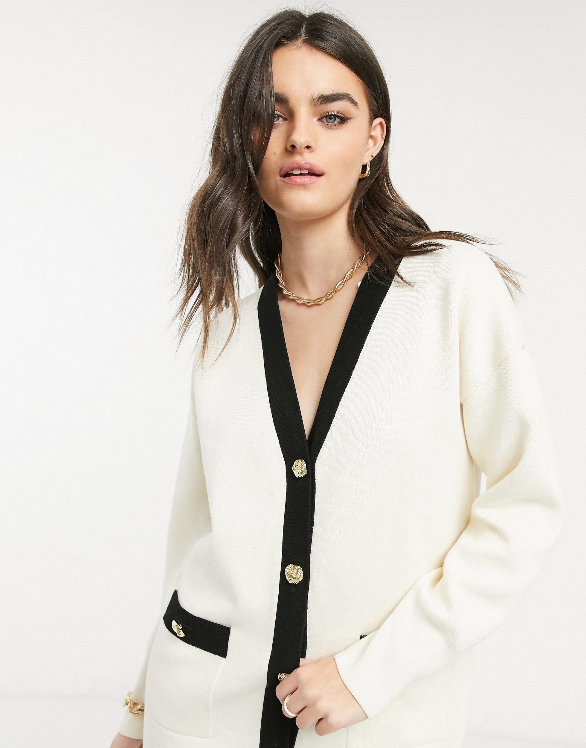 & Other Stories Oversized Gold Button Cardigan in White | Lyst