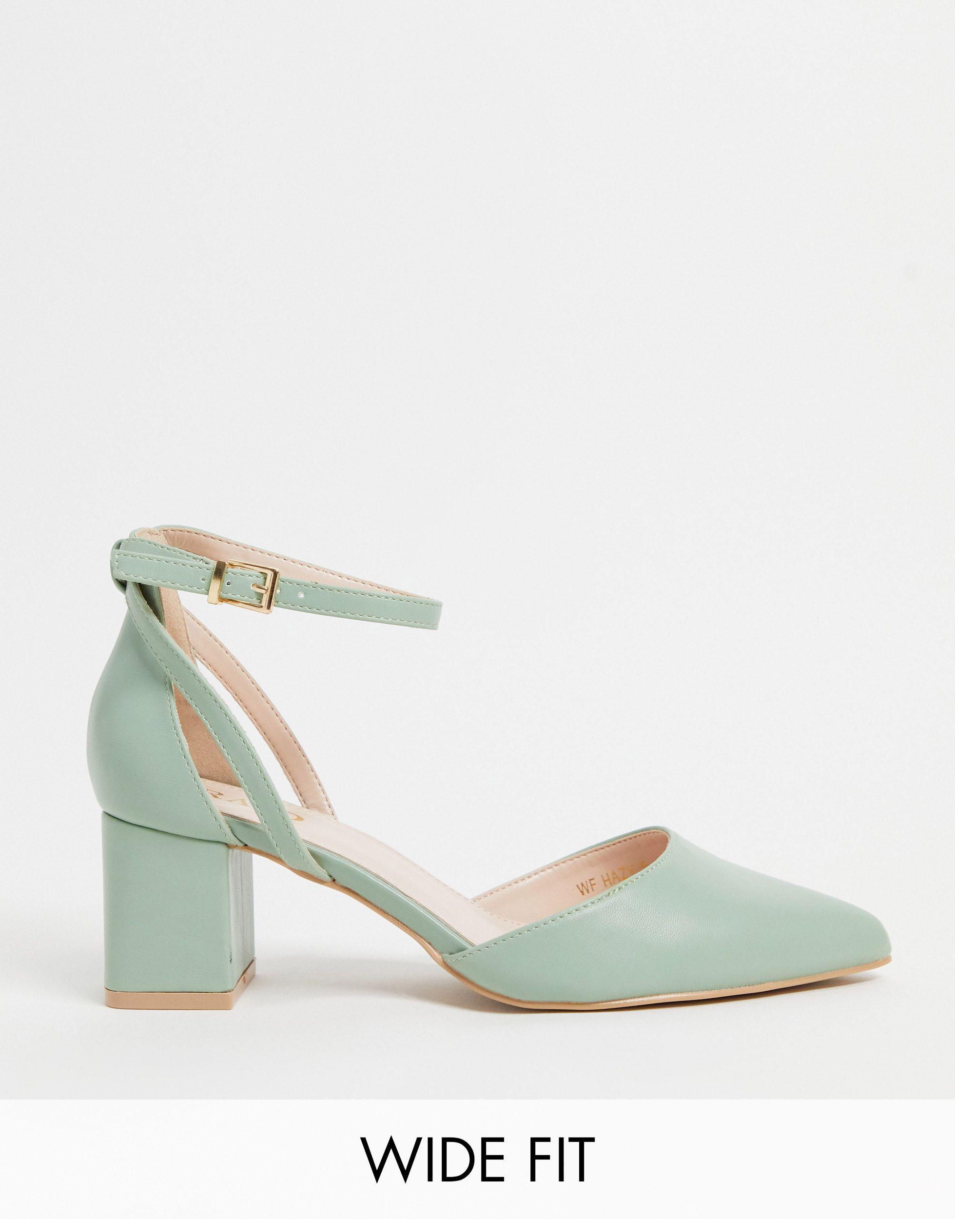 Raid Wide Fit Hazy Mid Heeled Shoes in Green - Lyst