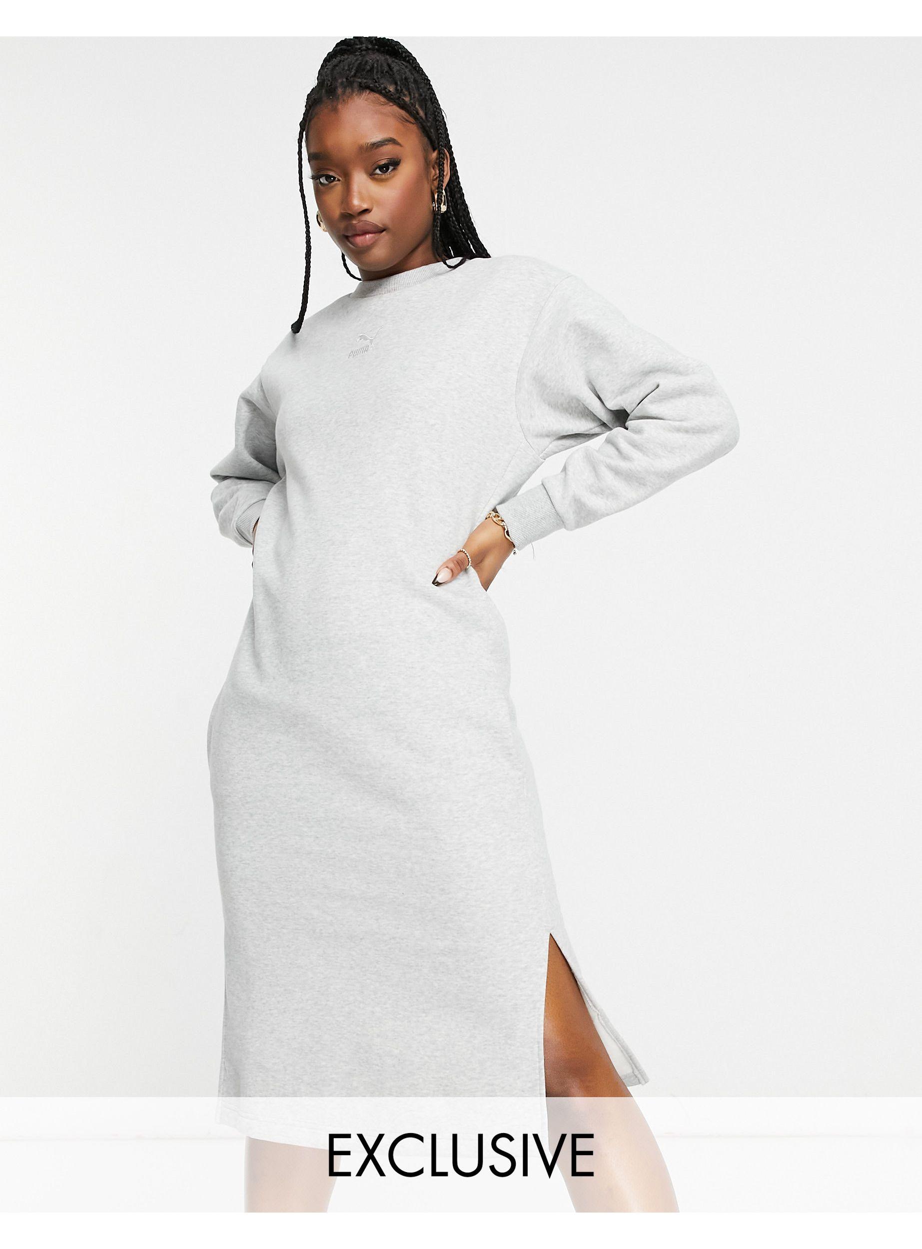 futuro Penetrar legación PUMA Sweatshirt Dress in Gray | Lyst