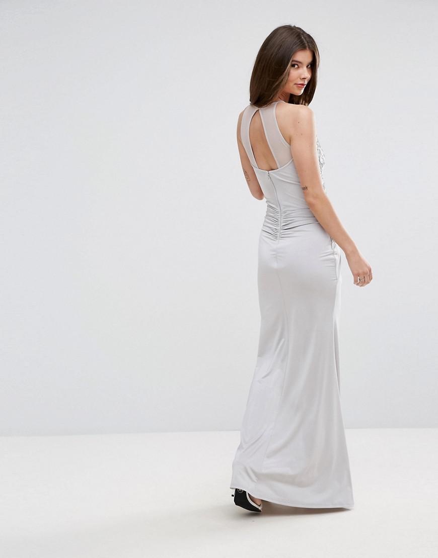 lipsy lace applique frill maxi dress