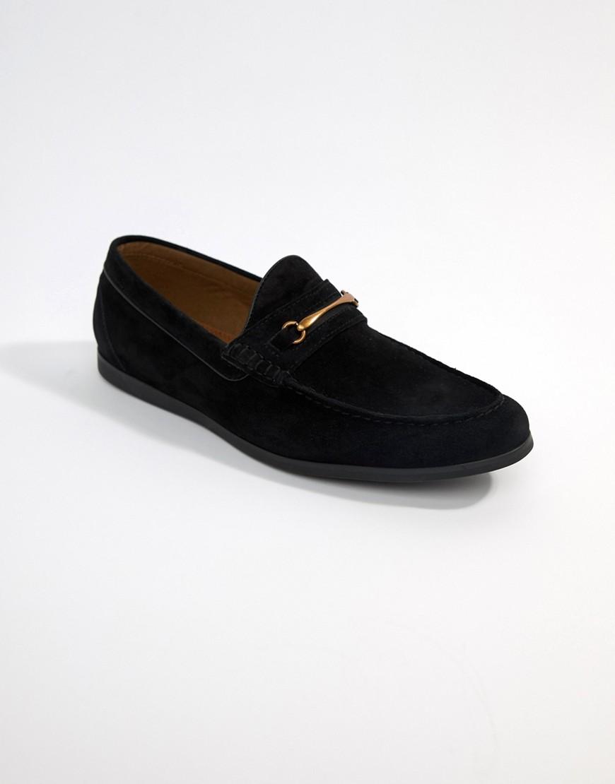 black loafers with metal bar
