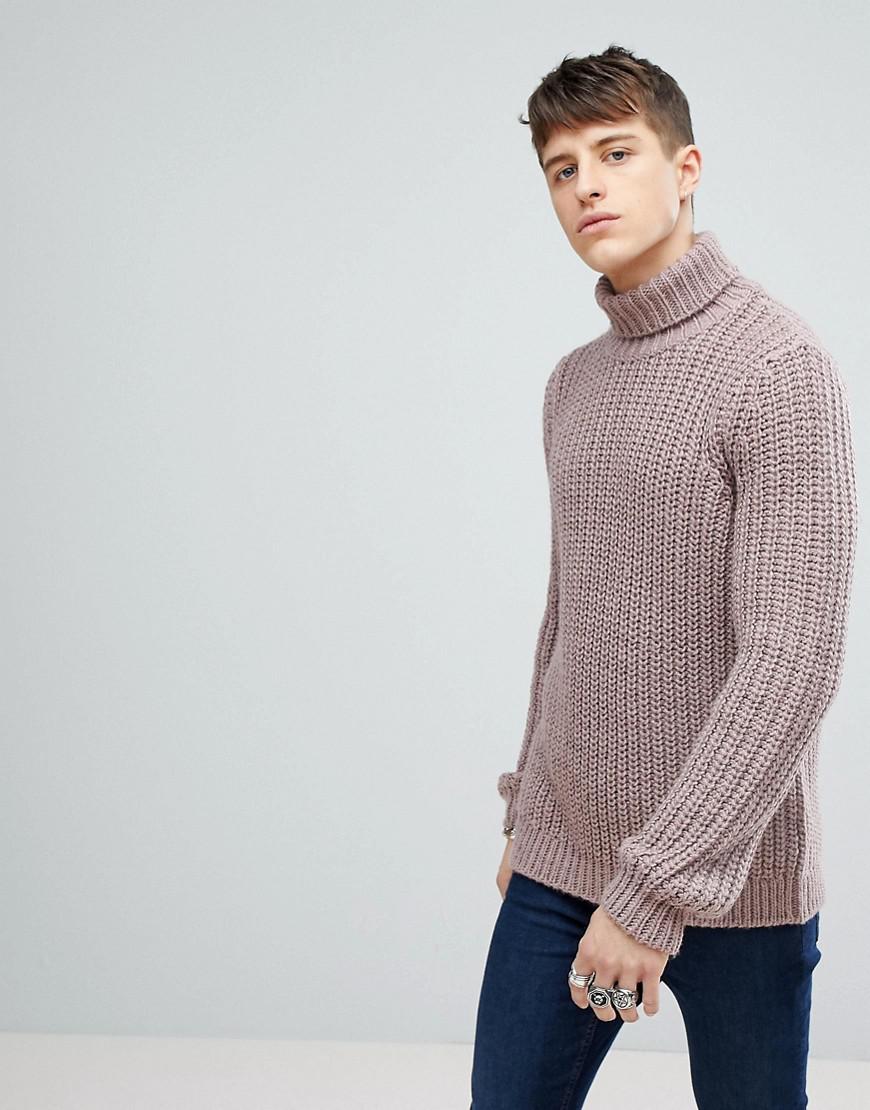 mens pink roll neck jumper