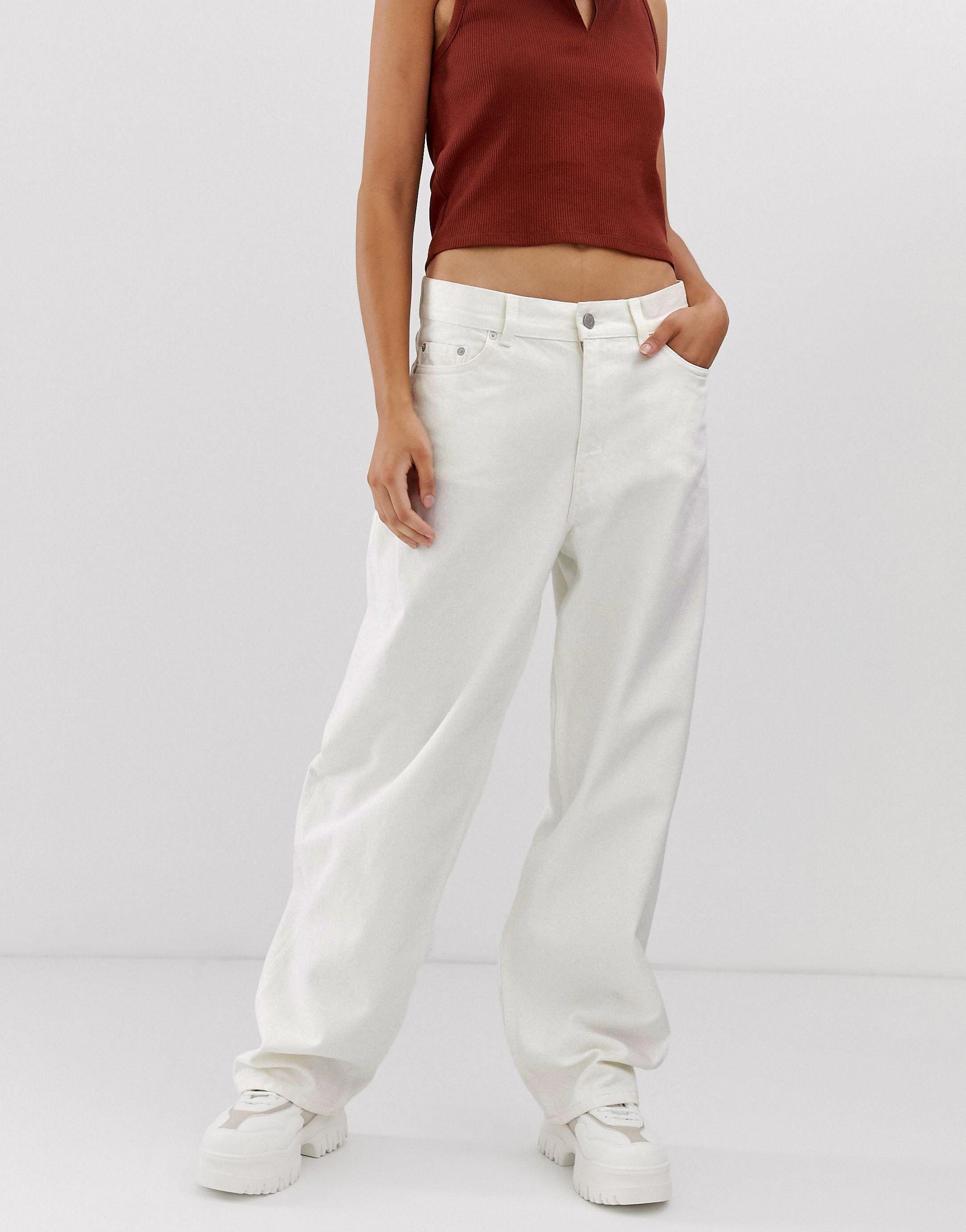 Weekday Cotton Oversized Low Rise Wide Leg Jeans in White | Lyst