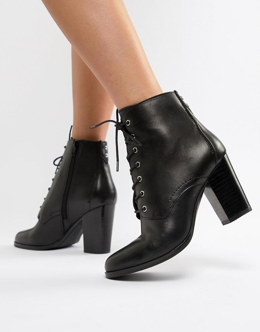 ALDO Ibauvia Leather Heel Lace Up Boots in Black - Lyst