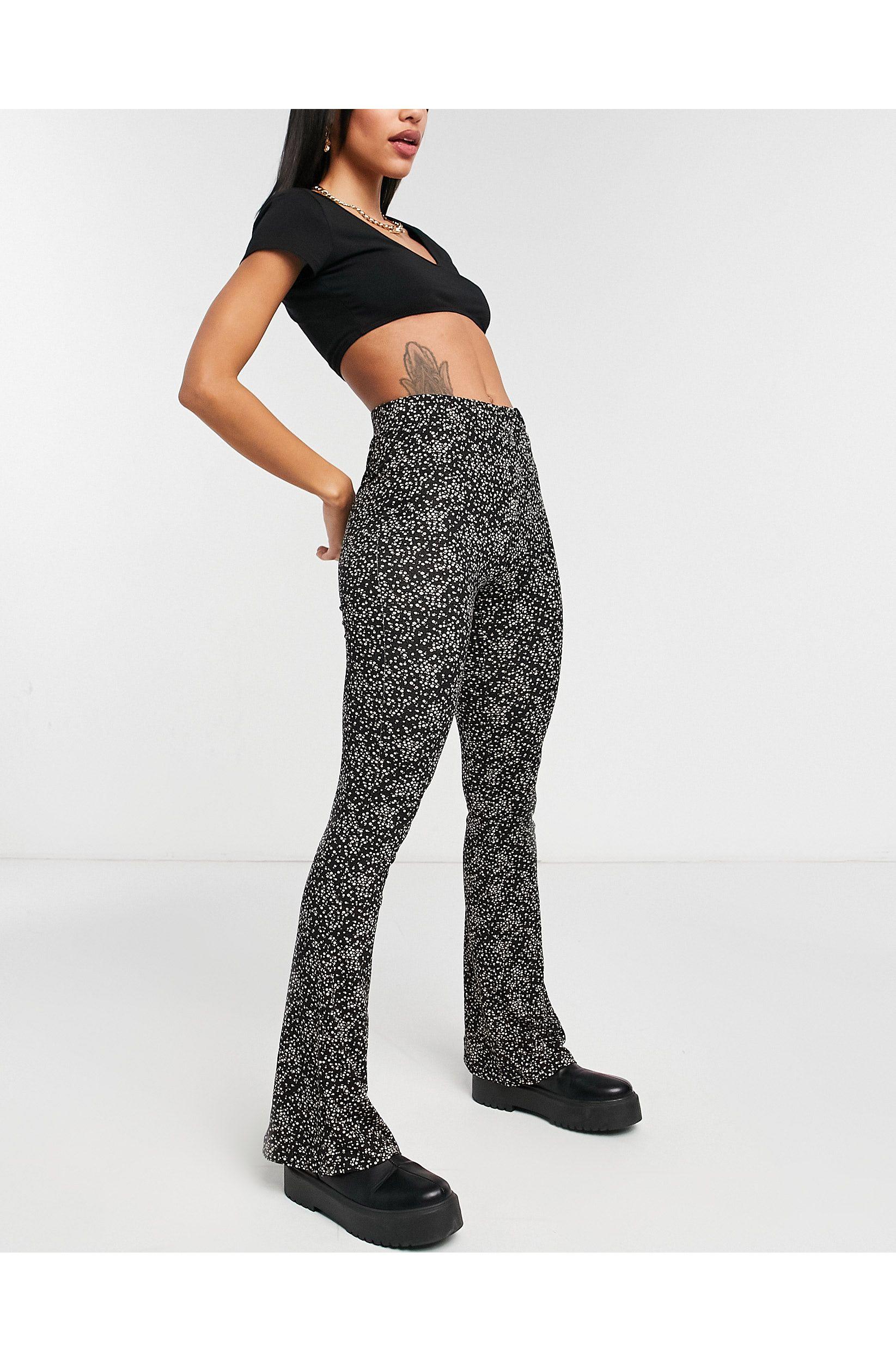 TOPSHOP Denim Micro Floral Print Flare 