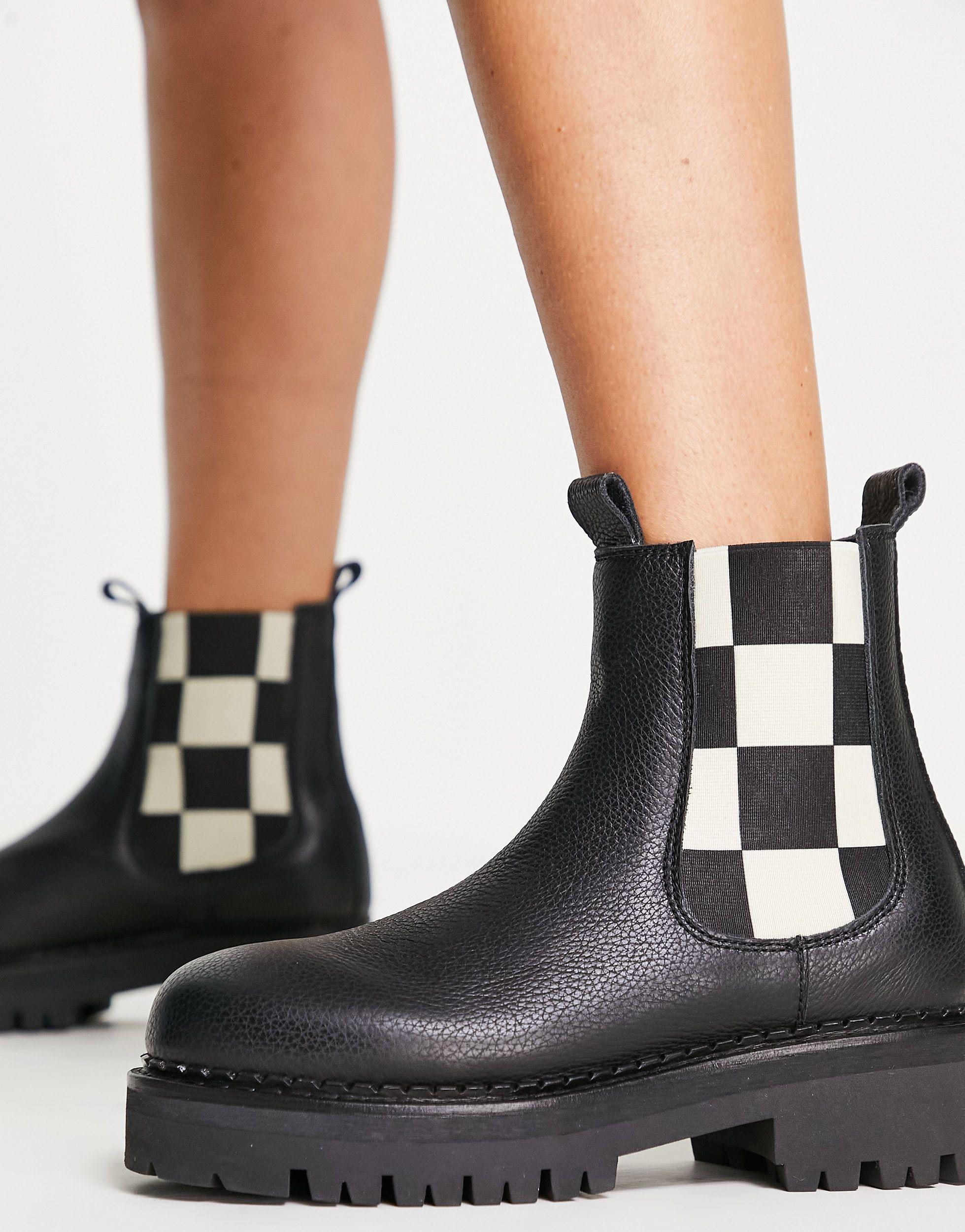 Tommy Hilfiger Leather Checkerboard Chelsea Boots in Black | Lyst
