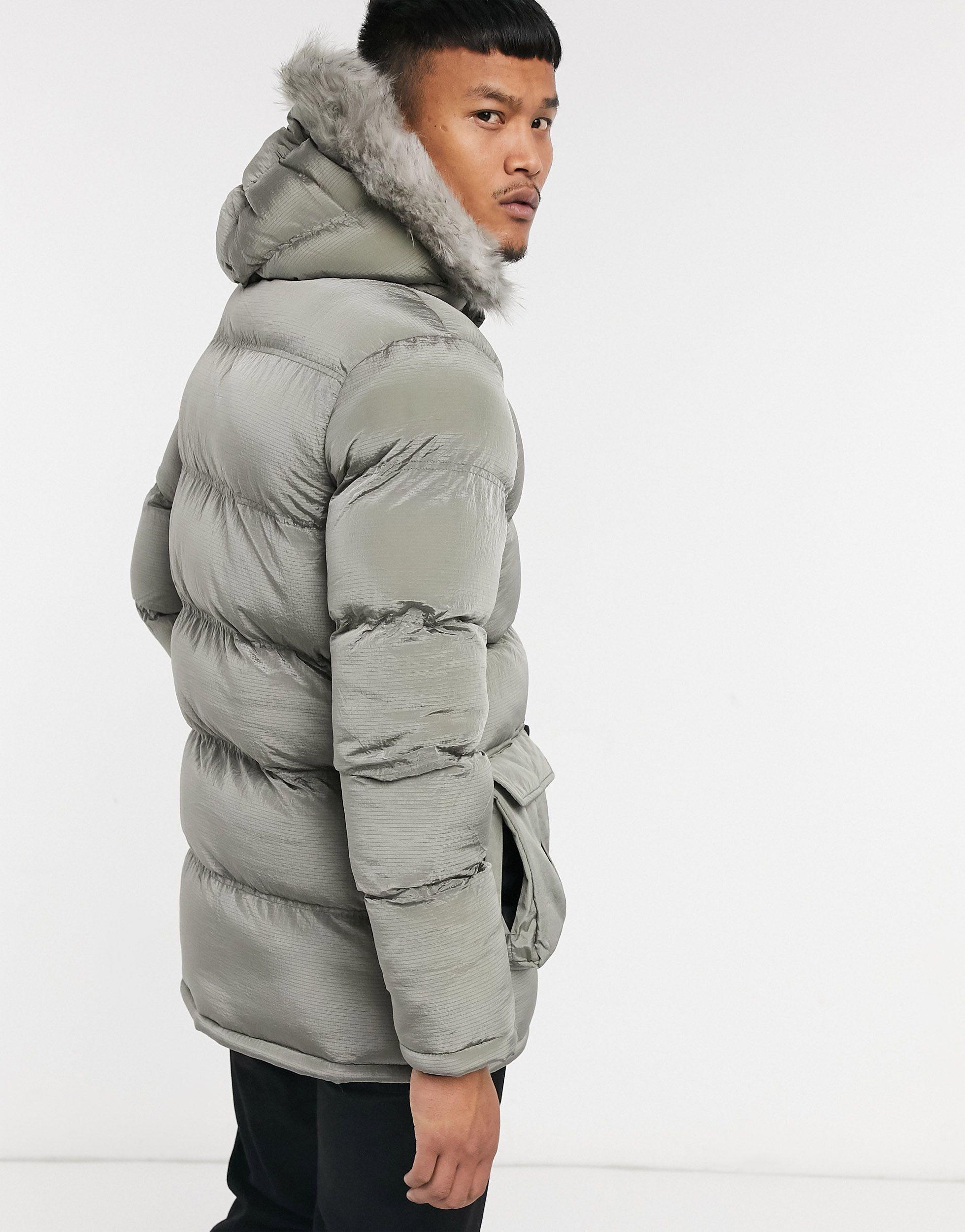 mens green parka coats with fur hood