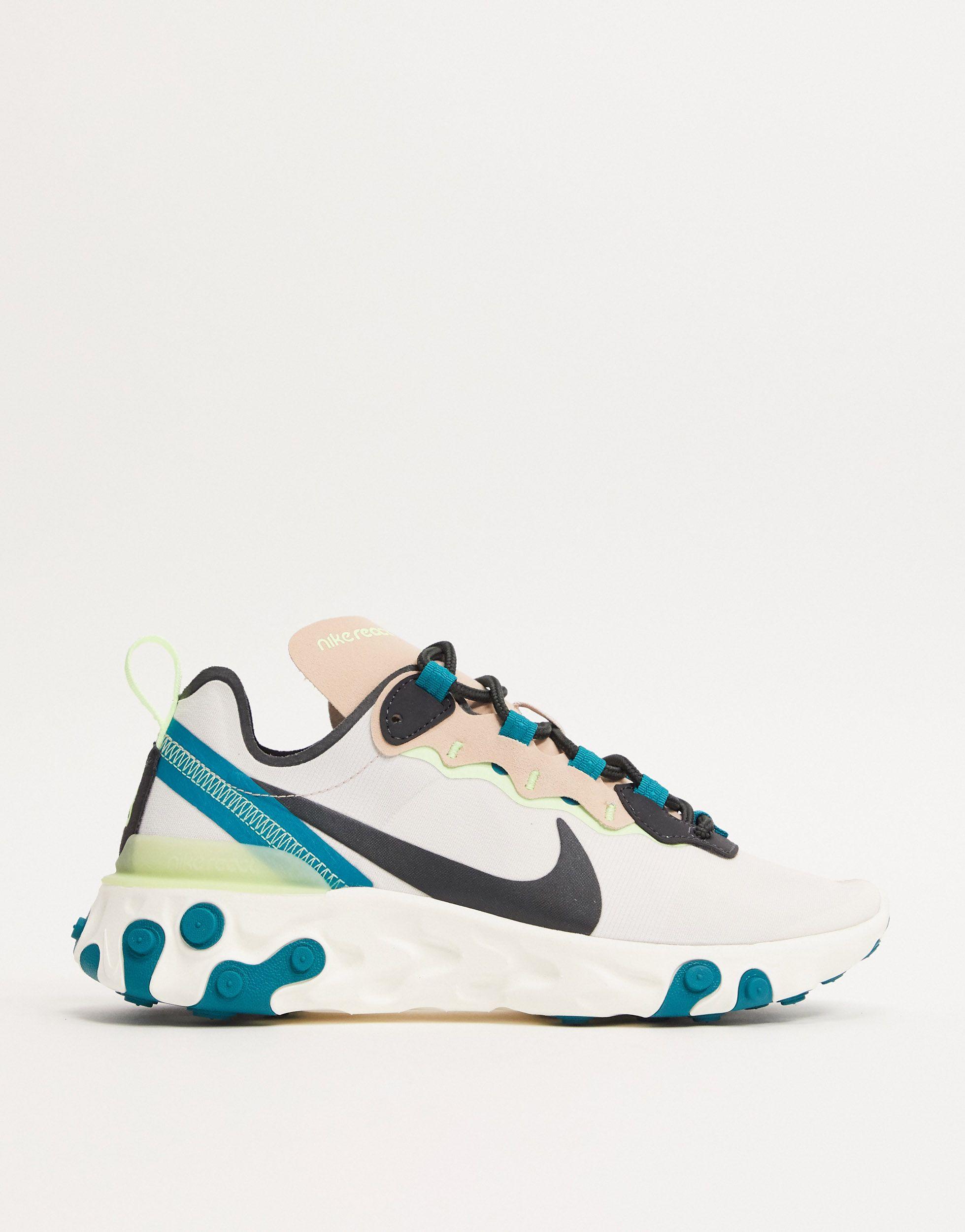 React Element 55 - Baskets - Taupe et vert fluo Nike | Lyst