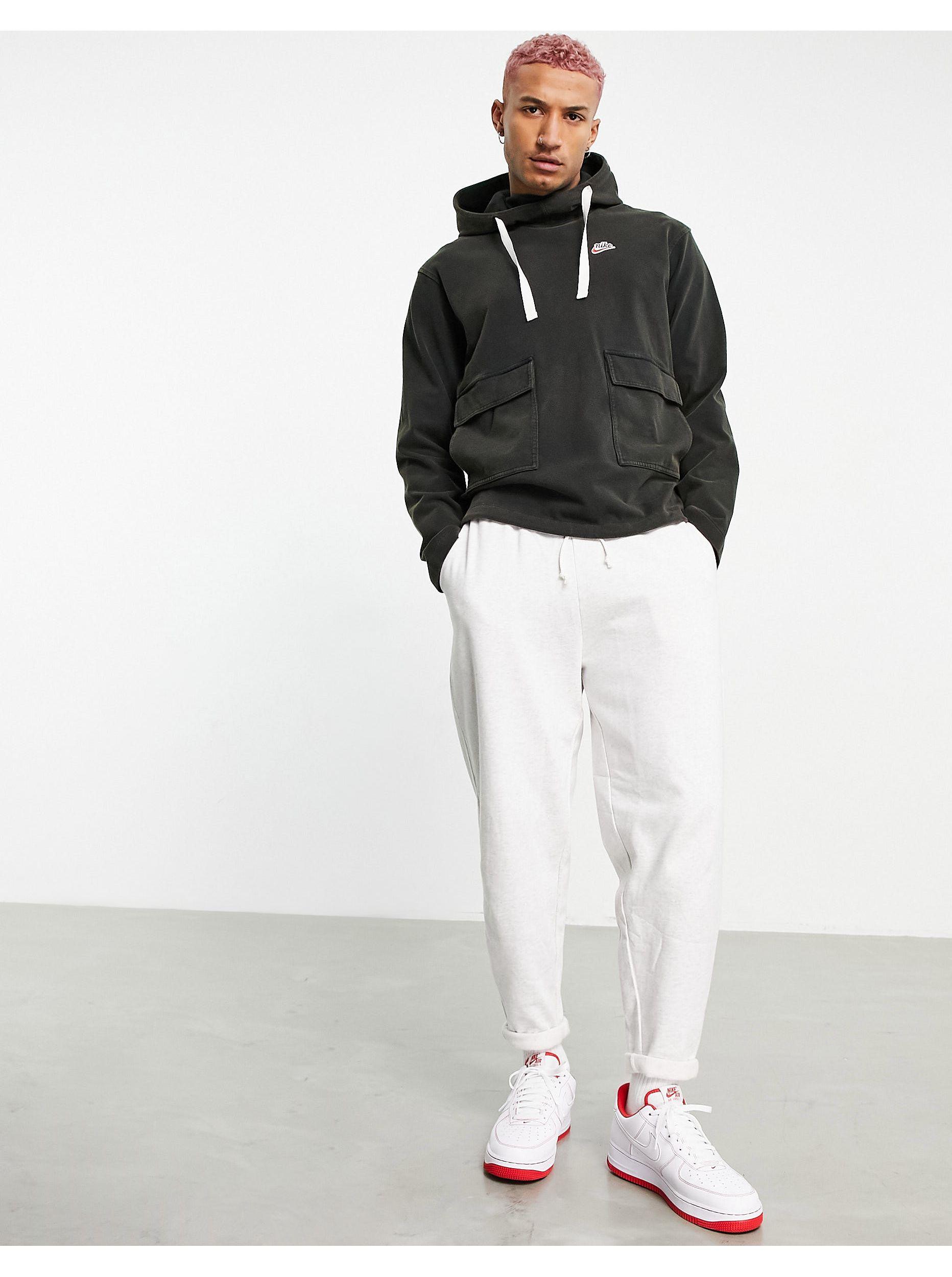 Nike Heritage Essentials Washed Woven Double Pocket Hoodie in Black for Men  | Lyst