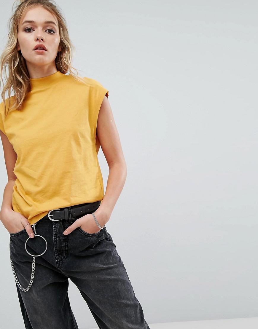 Lyst - Cheap Monday High Neck Top With Logo in Yellow