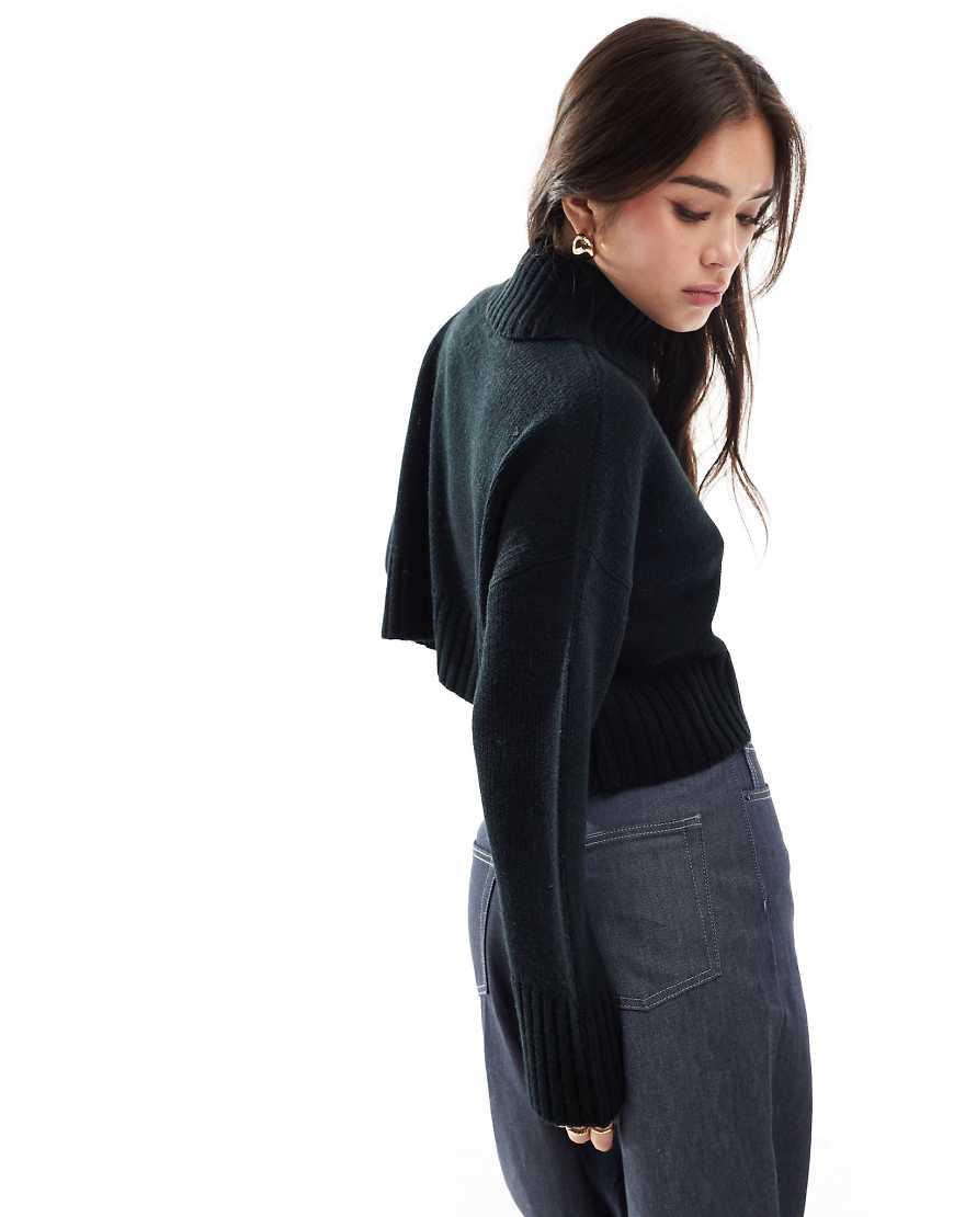 Cropped Jumper Asos Black Jumper ASOS Cropped Roll Neck Jumper In